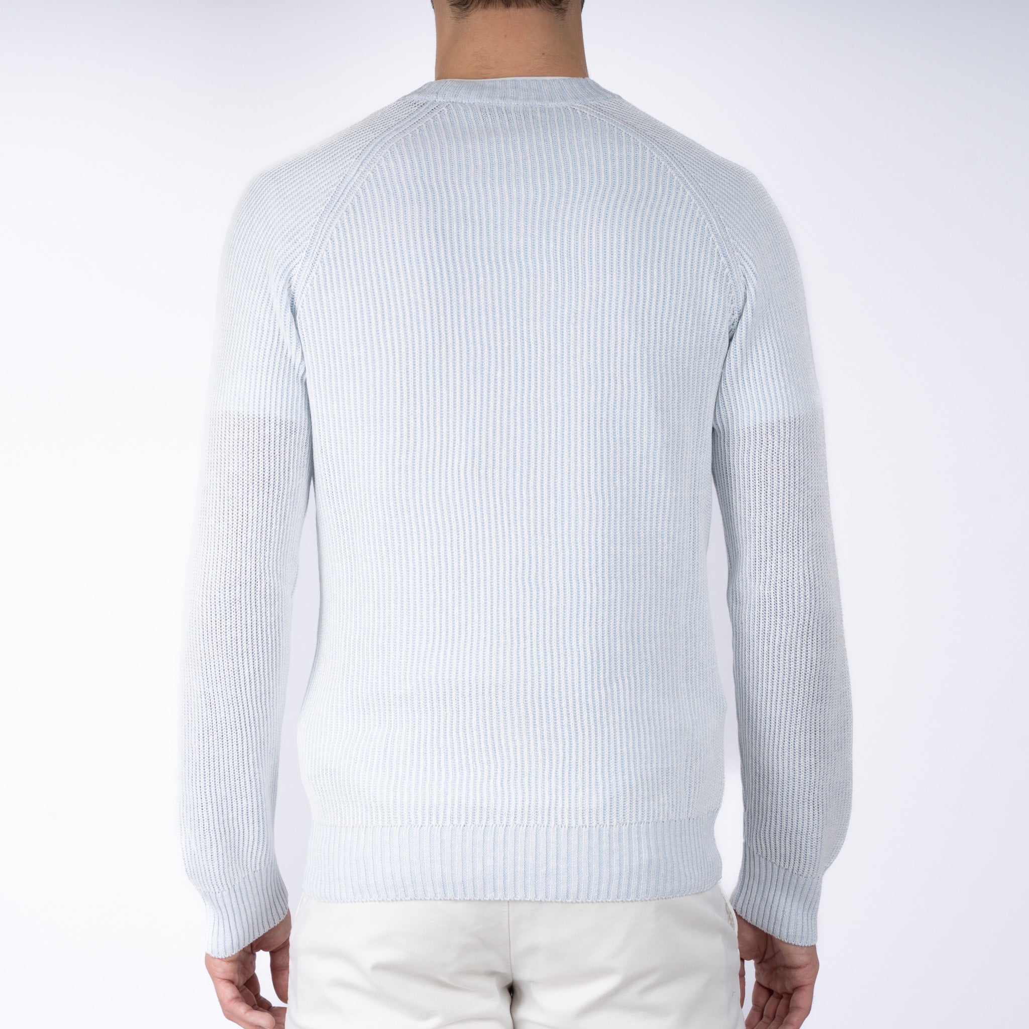 Gran Sasso Gebreide Trui Ronde Hals Lichtblauw | Lino - Cotone