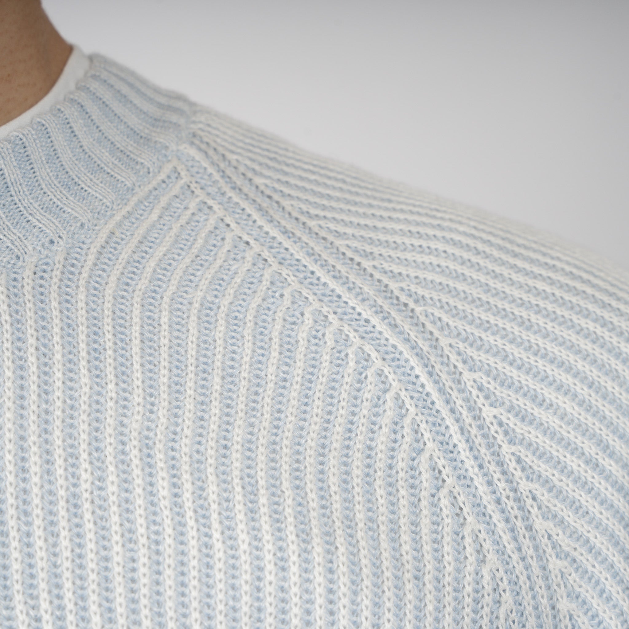 Gran Sasso Gebreide Trui Ronde Hals Lichtblauw | Lino - Cotone