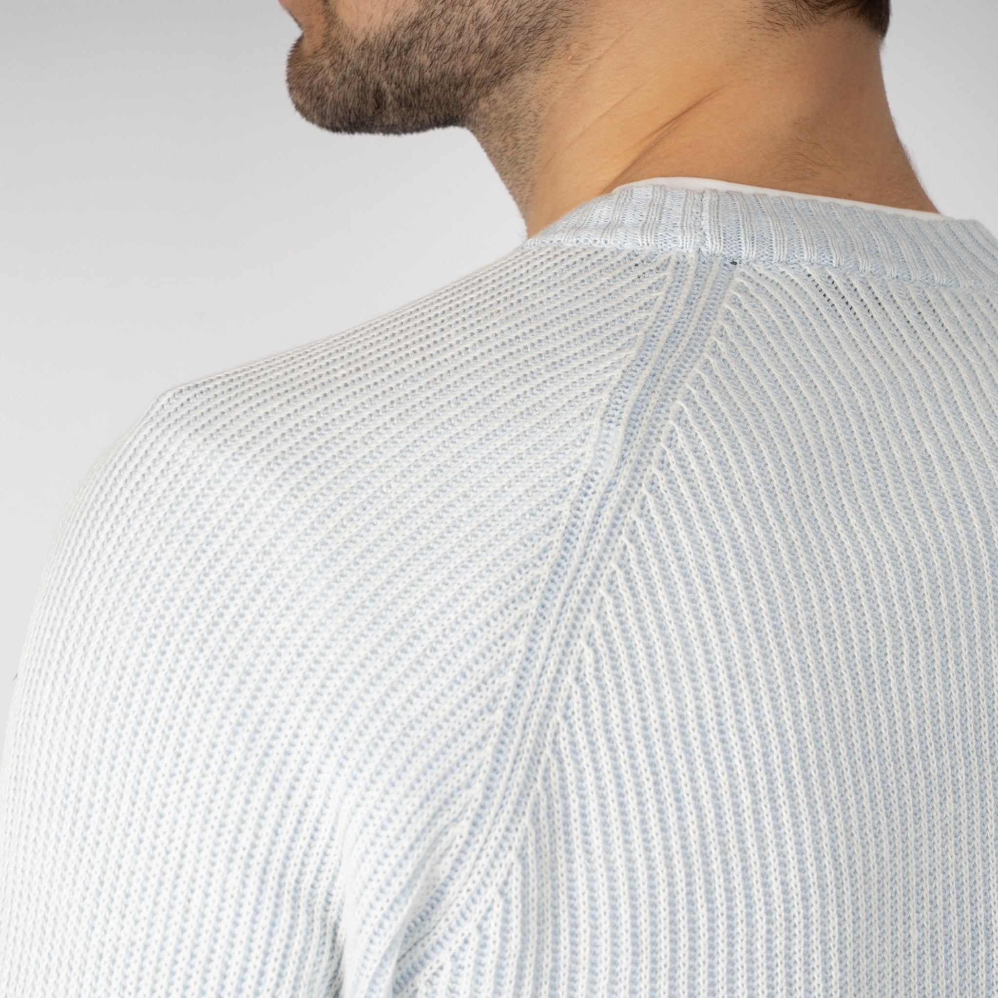 Gran Sasso Gebreide Trui Ronde Hals Lichtblauw | Lino - Cotone