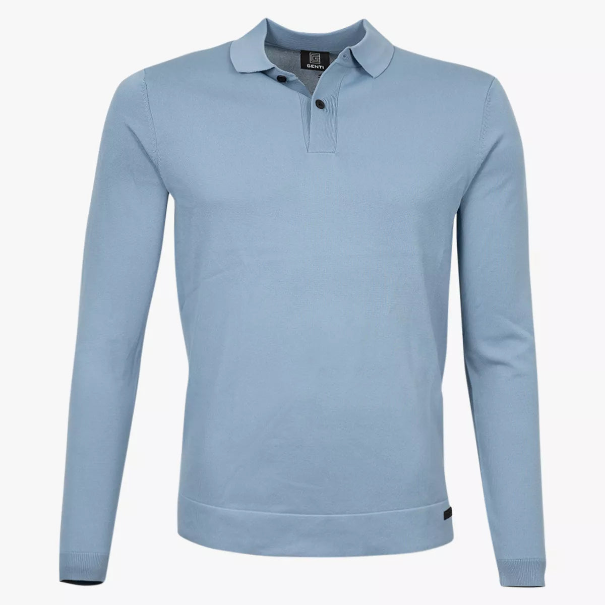 Genti Polo Lange Mouwen Lichtblauw | Cool Dry