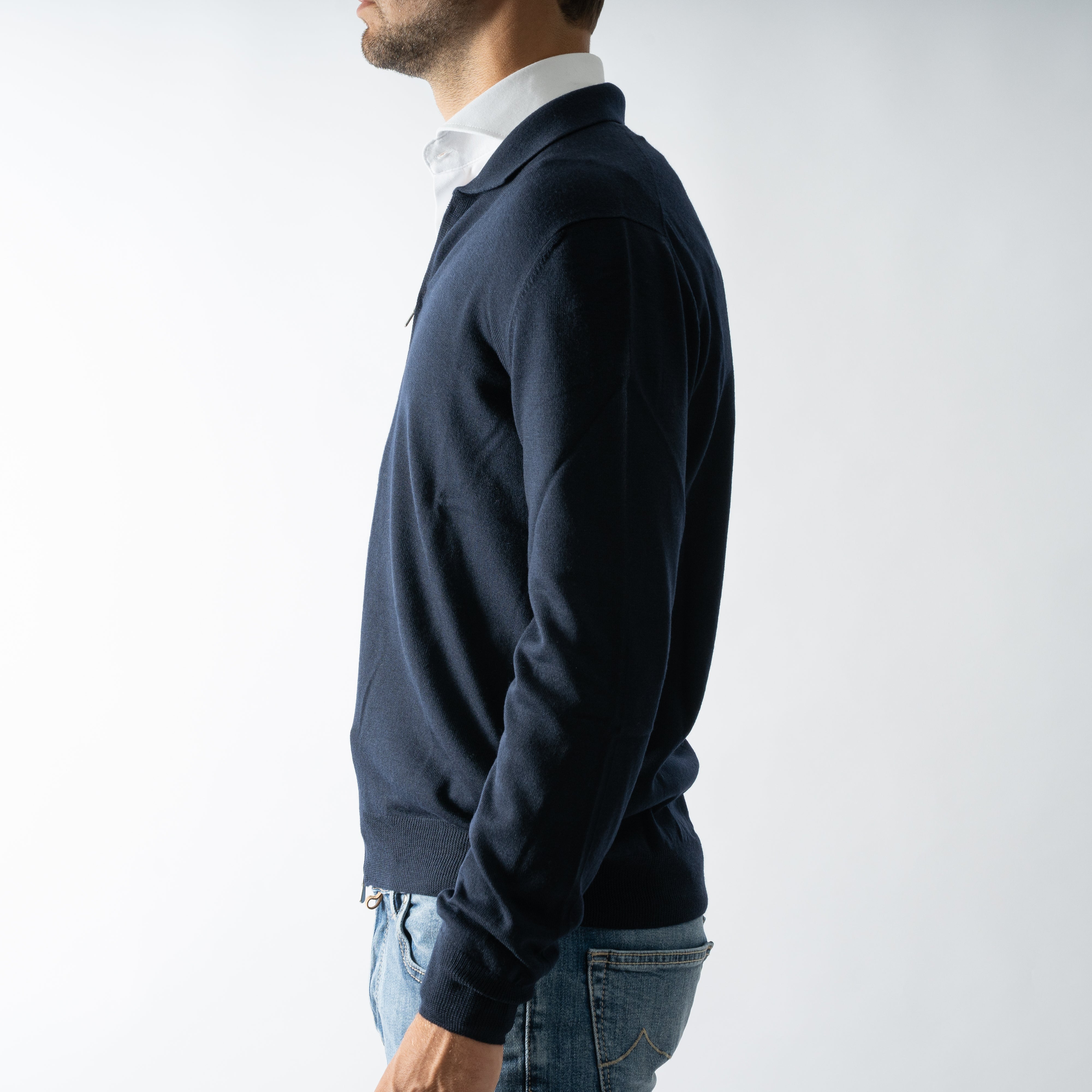Gran Sasso Gebreid Vest Blauw | Extrafine Merino