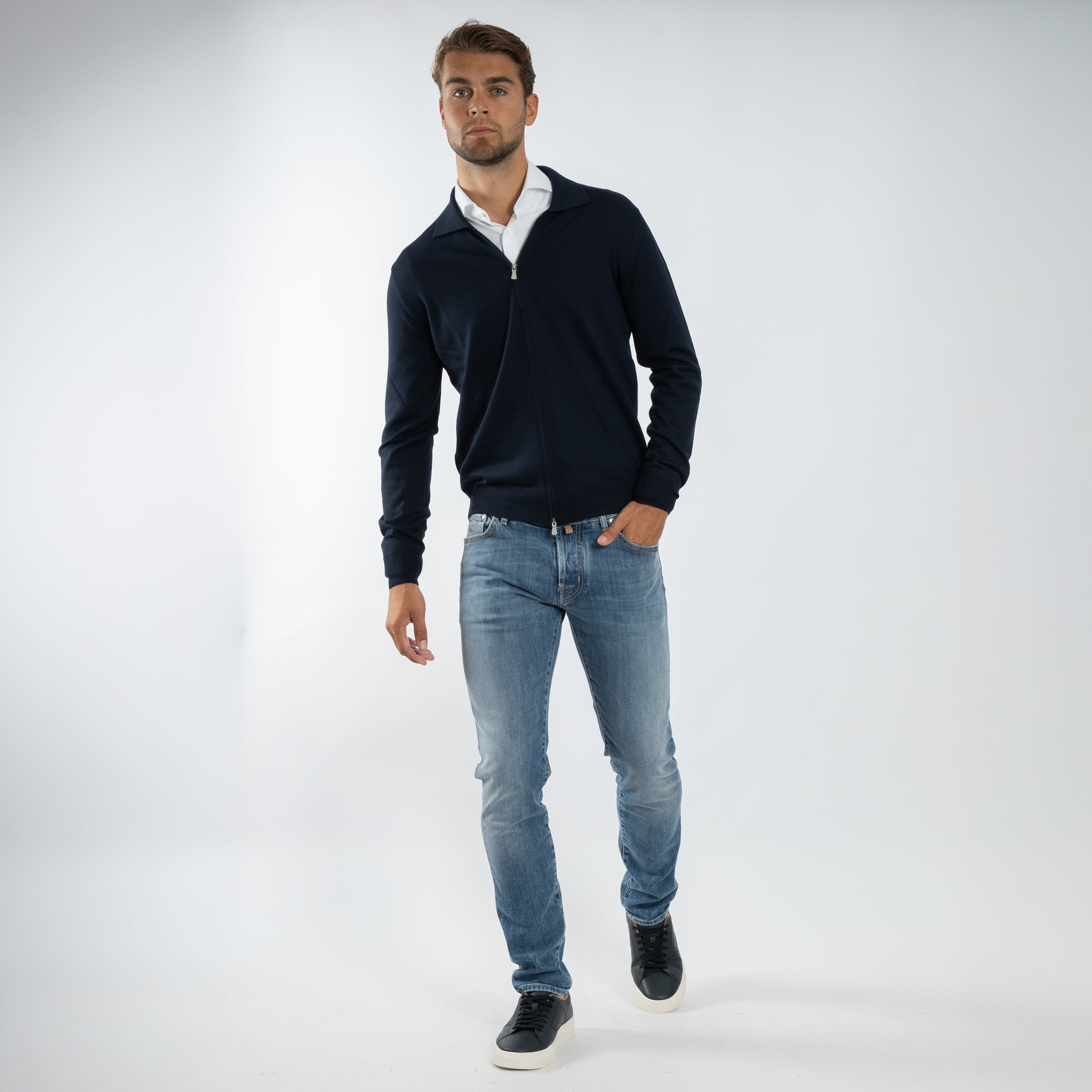 Gran Sasso Gebreid Vest Blauw | Extrafine Merino