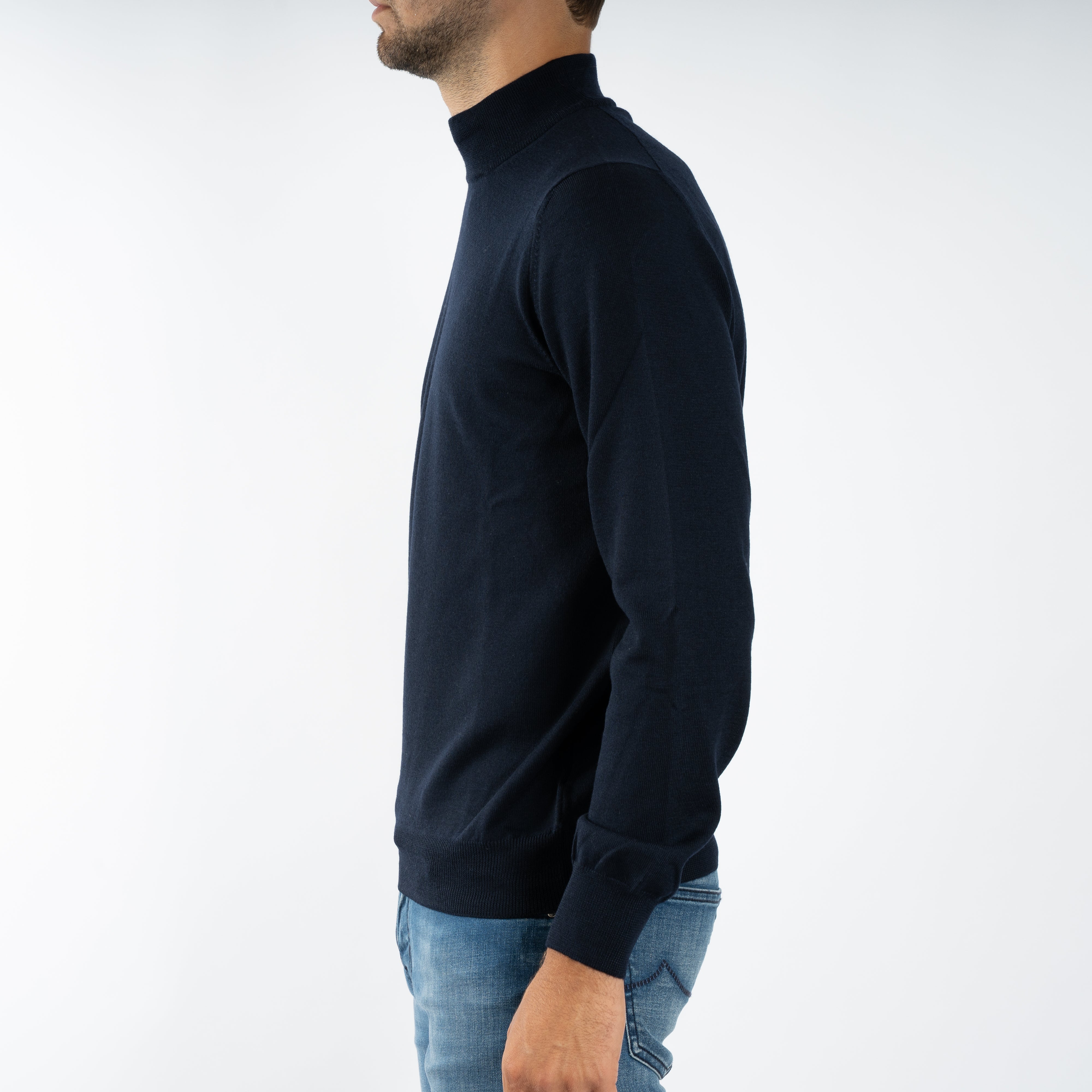 Gran Sasso Gebreide Turtleneck Trui Donkerblauw | Merino