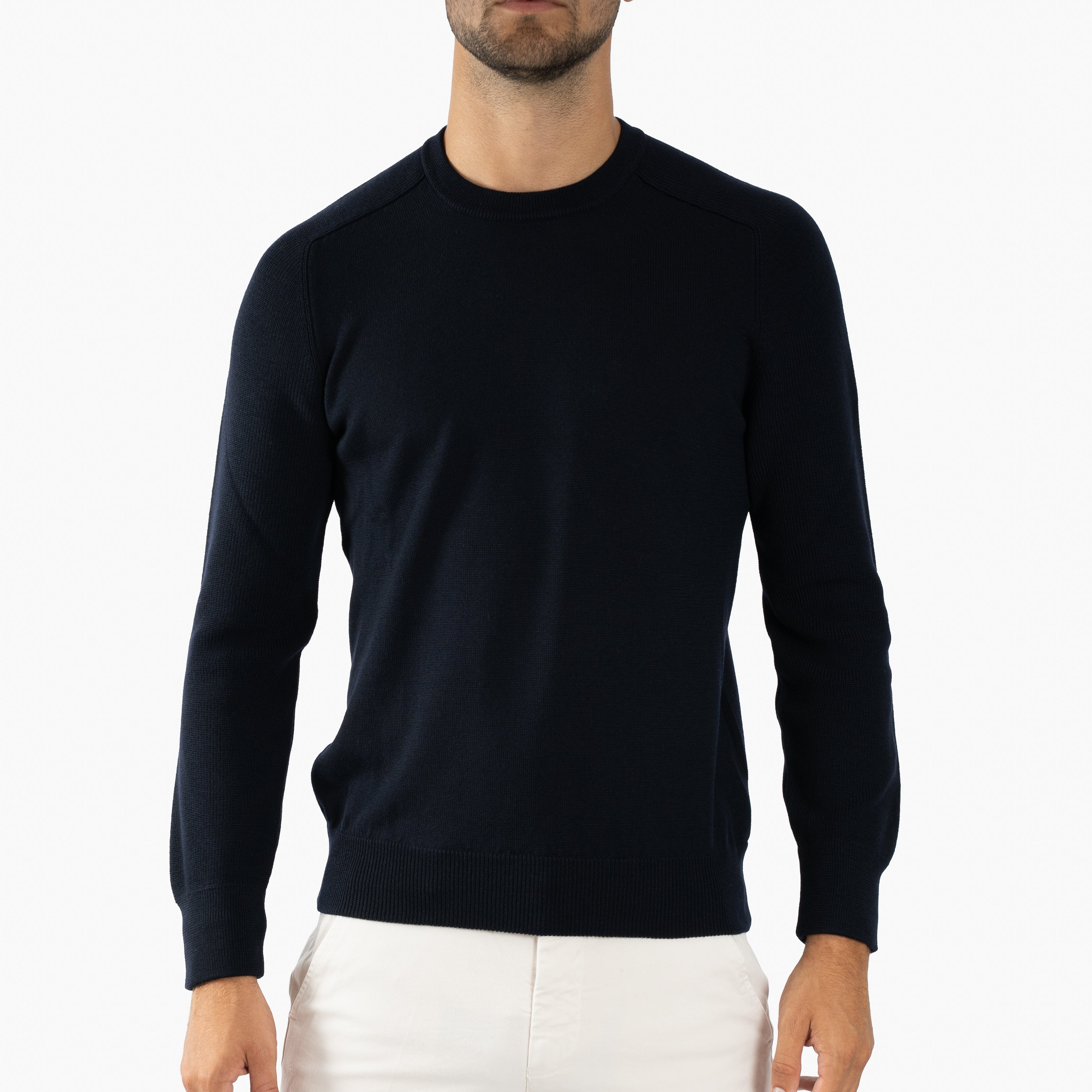 Gran Sasso Gebreide Trui Ronde Hals Blauw | Rain Wool