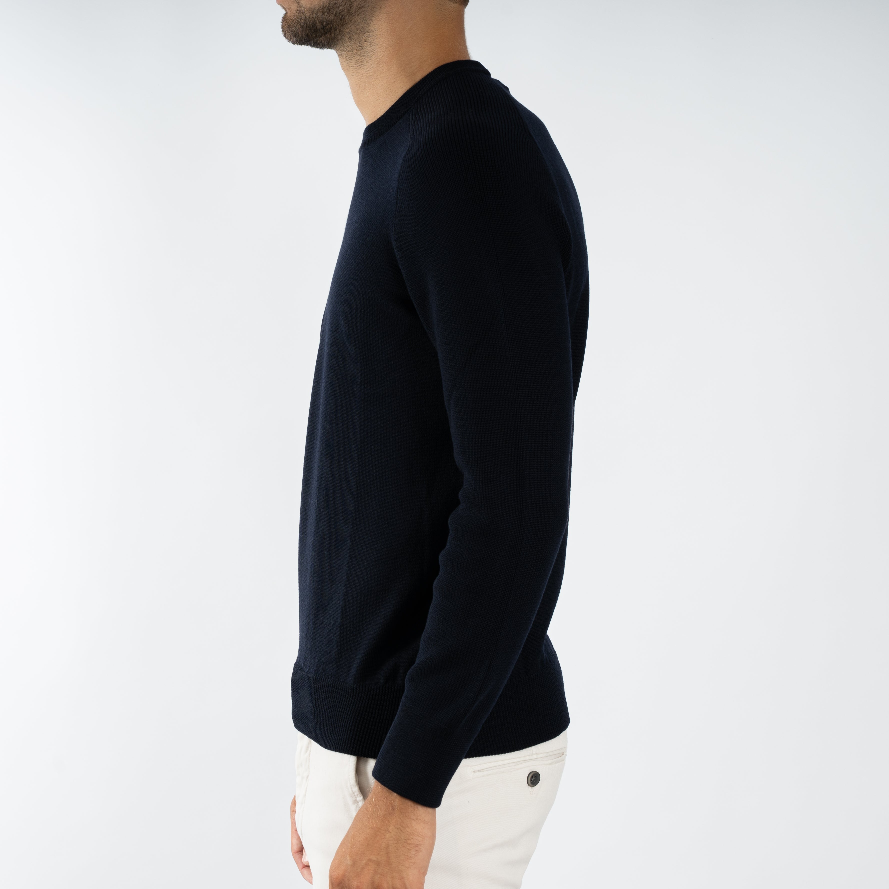 Gran Sasso Gebreide Trui Ronde Hals Blauw | Rain Wool