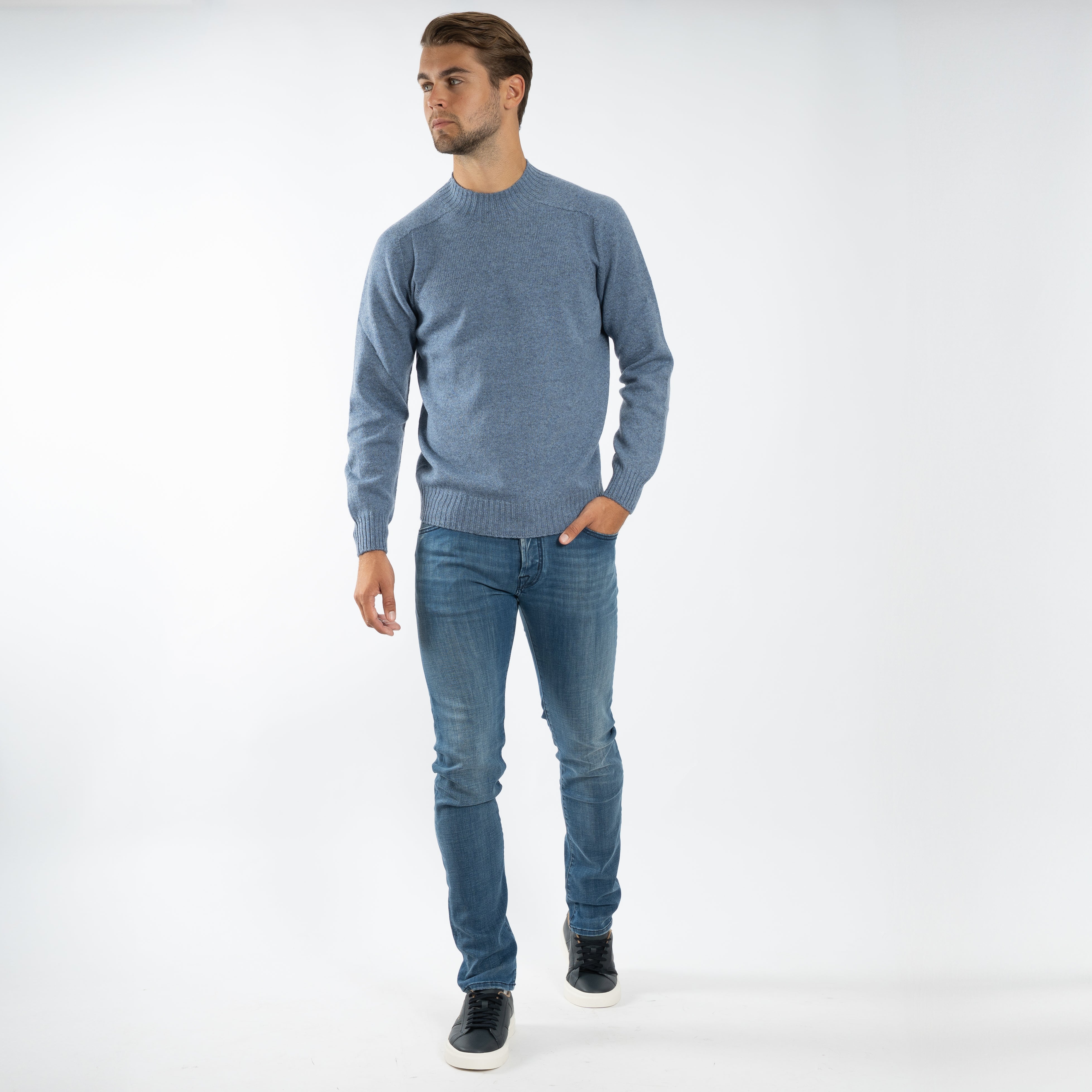 Gran Sasso Gebreide Turtleneck Middenblauw | Super Geelong