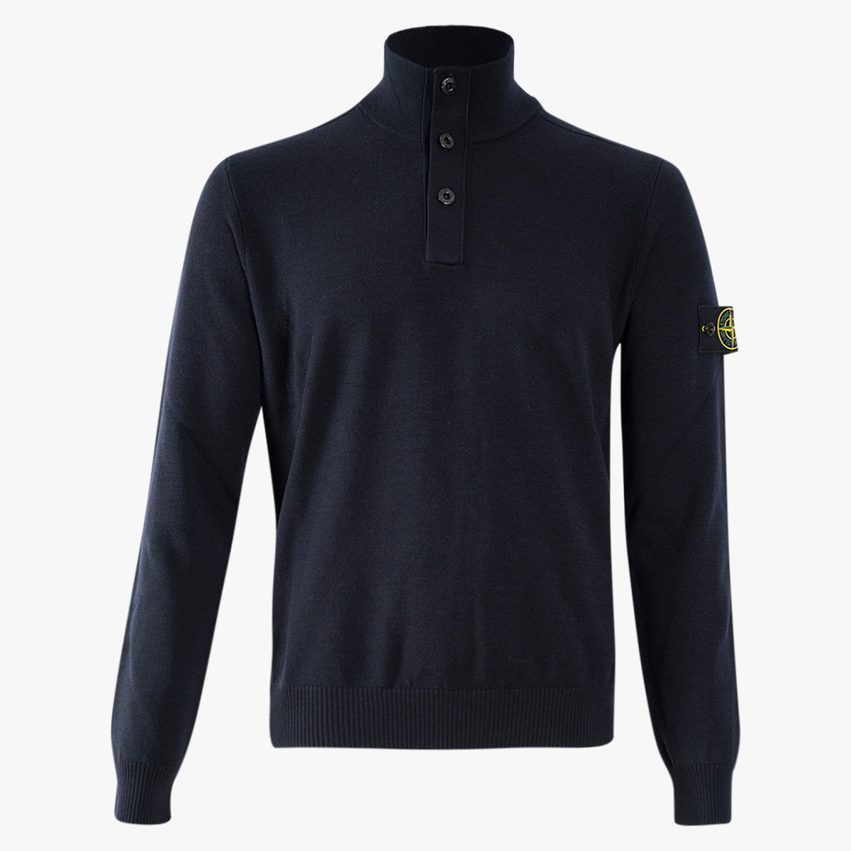Stone Island Gebreide Trui met Knopenlijst Donkerblauw | Stretch RWS Wool