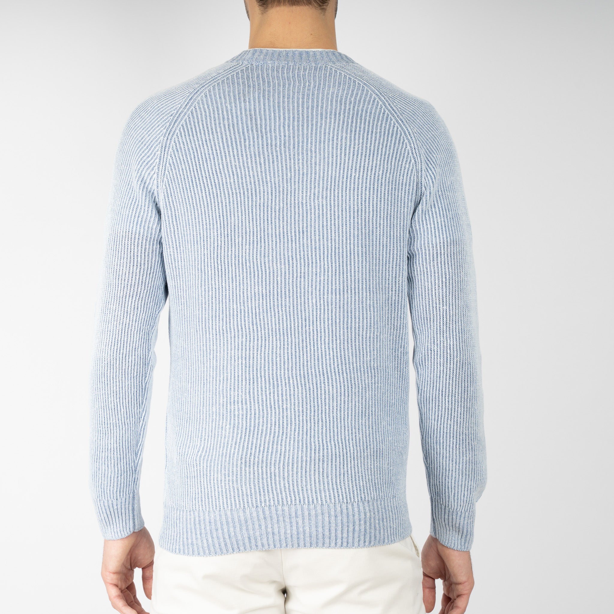 Gran Sasso Gebreide Trui Ronde Hals Middenblauw | Lino - Cotone