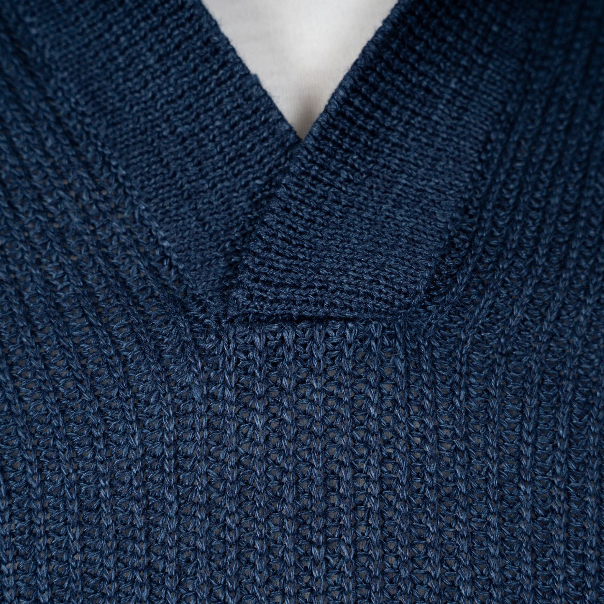 Gran Sasso Gebreide Trui Buttonless Polokraag Blauw | Lino-Cotone