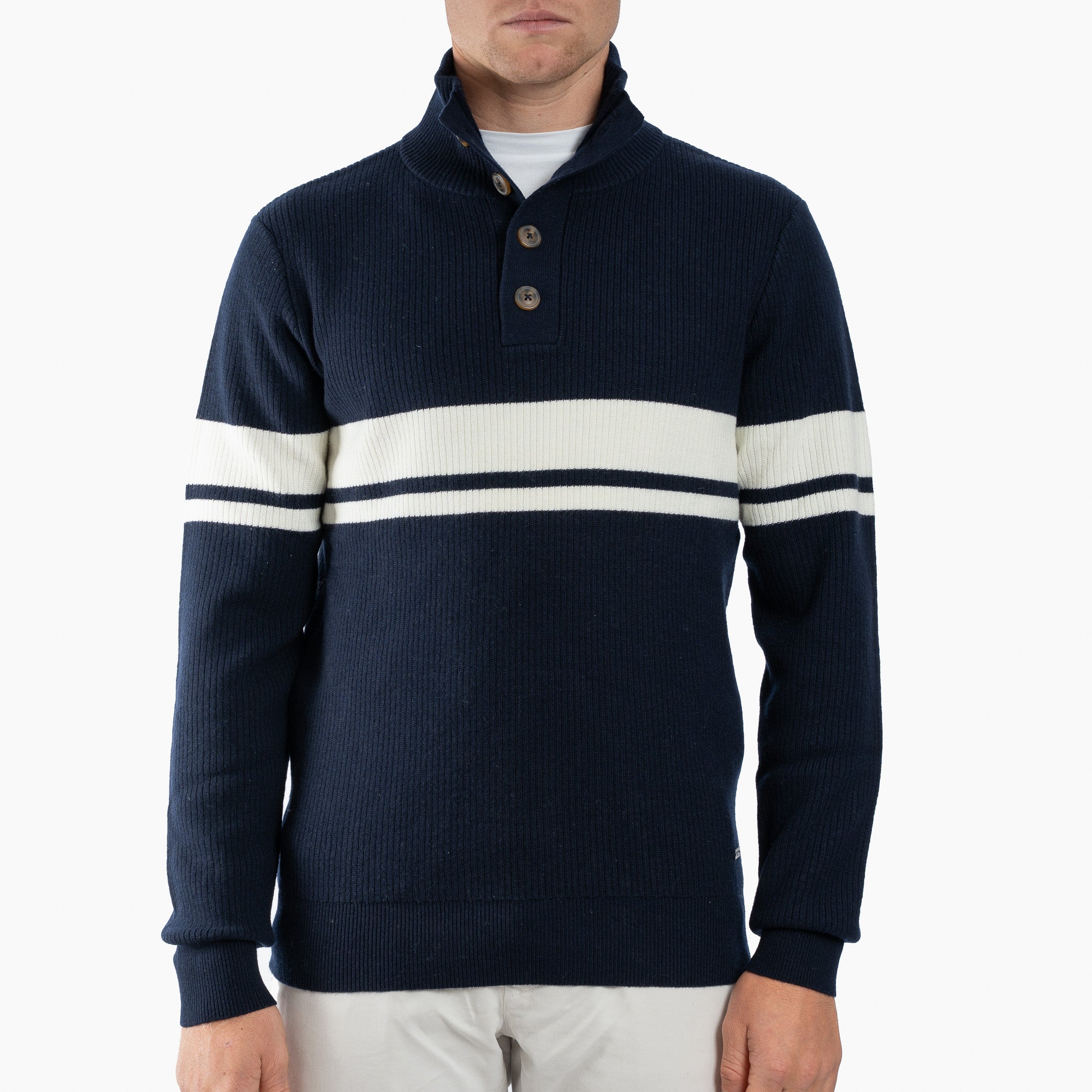 SEVEN DIALS Gebreide Trui met Knopenlijst Blauw | Delwin