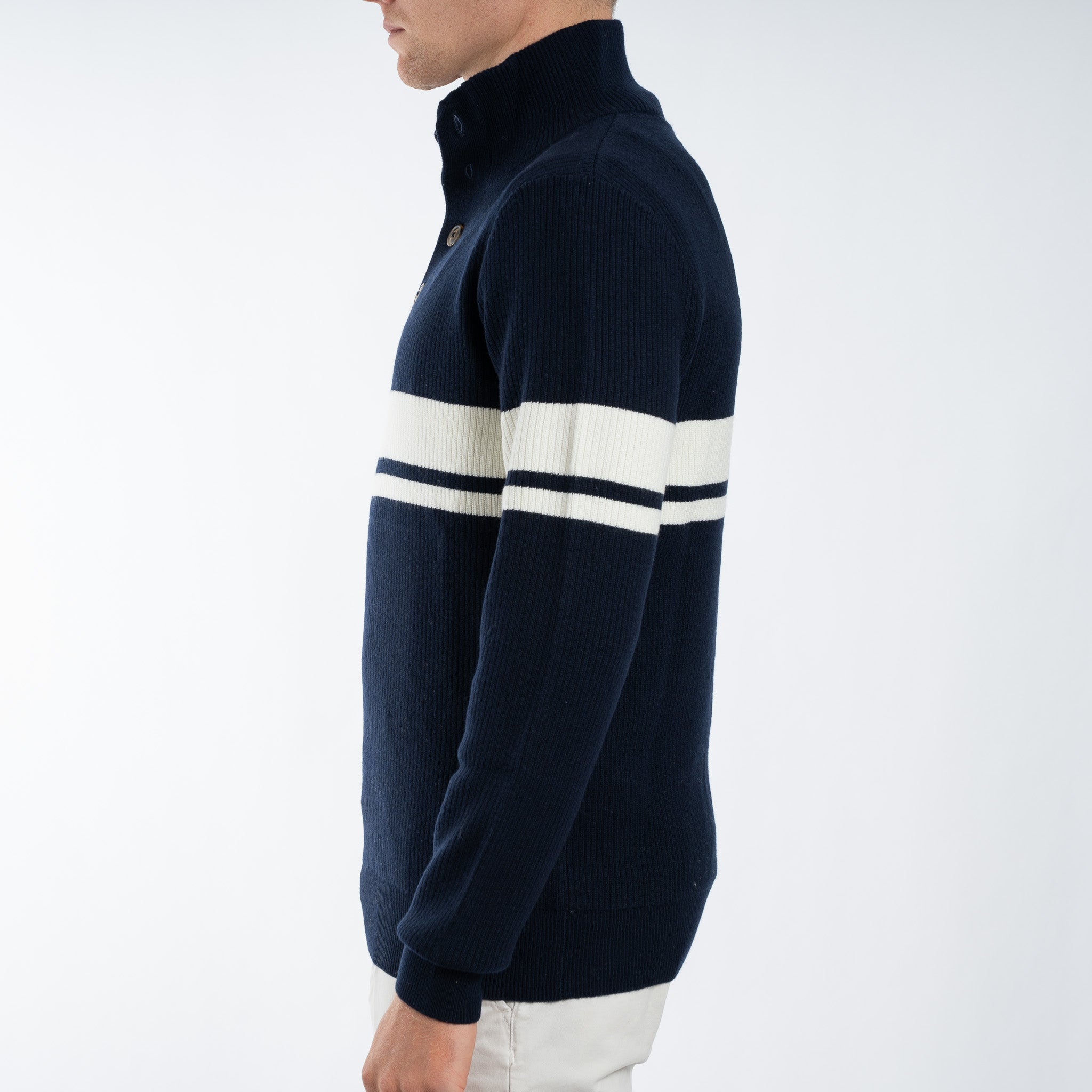 SEVEN DIALS Gebreide Trui met Knopenlijst Blauw | Delwin