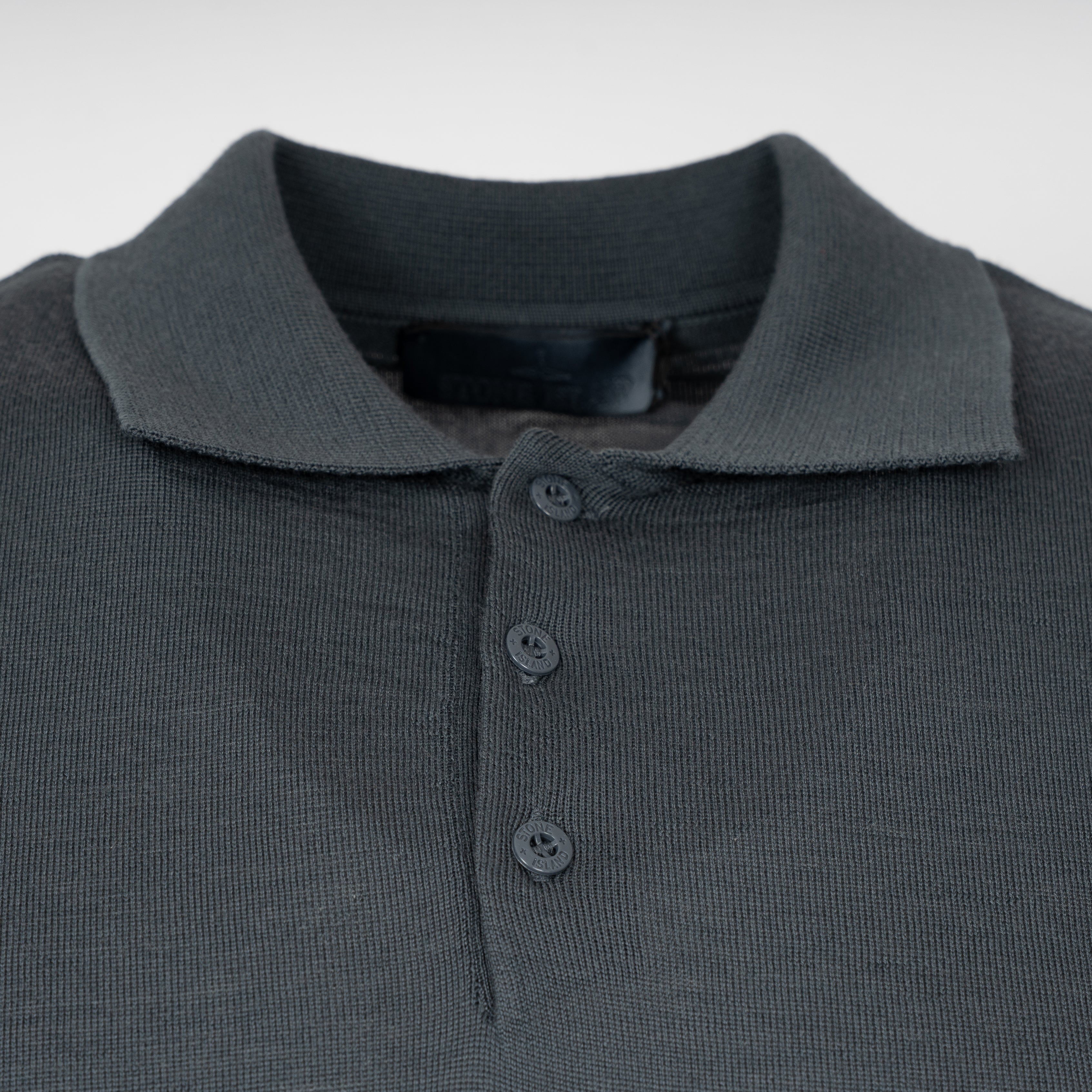 Stone Island Gebreide Polo Lange Mouw Blauw | Ghost