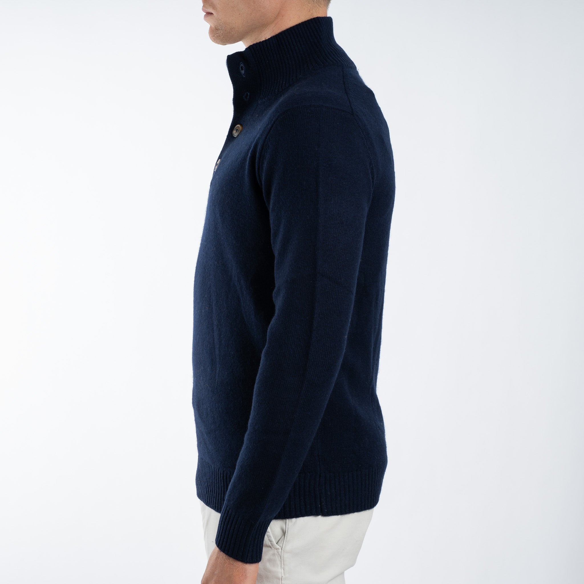SEVEN DIALS Gebreide Trui met Knopenlijst Blauw | Seeley