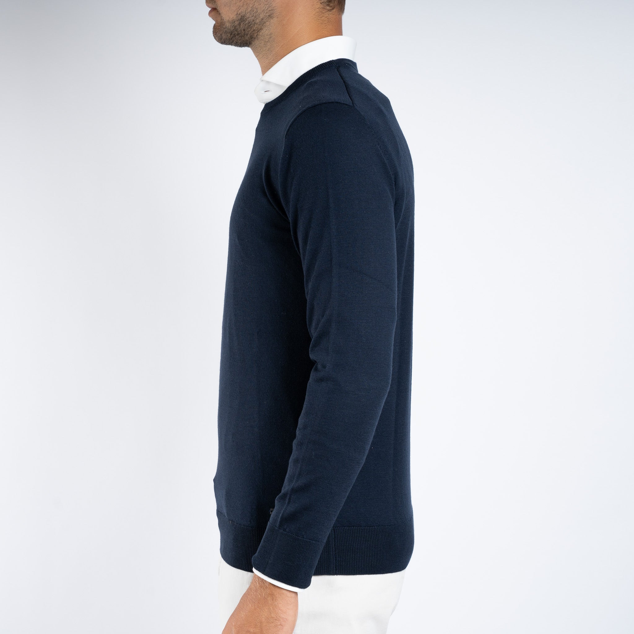 SEVEN DIALS Gebreide Ronde Hals Trui Donkerblauw | Denley