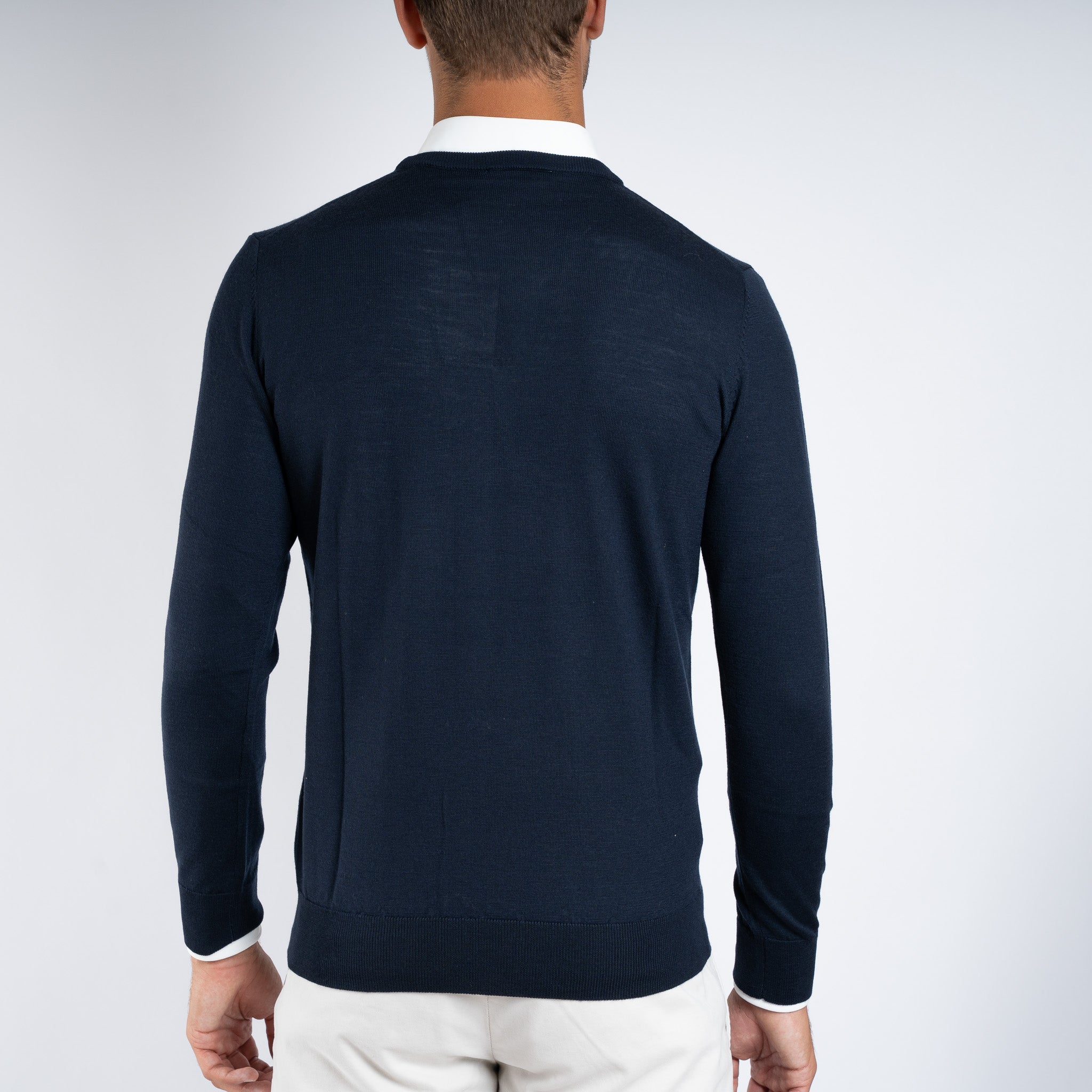 SEVEN DIALS Gebreide Ronde Hals Trui Donkerblauw | Denley