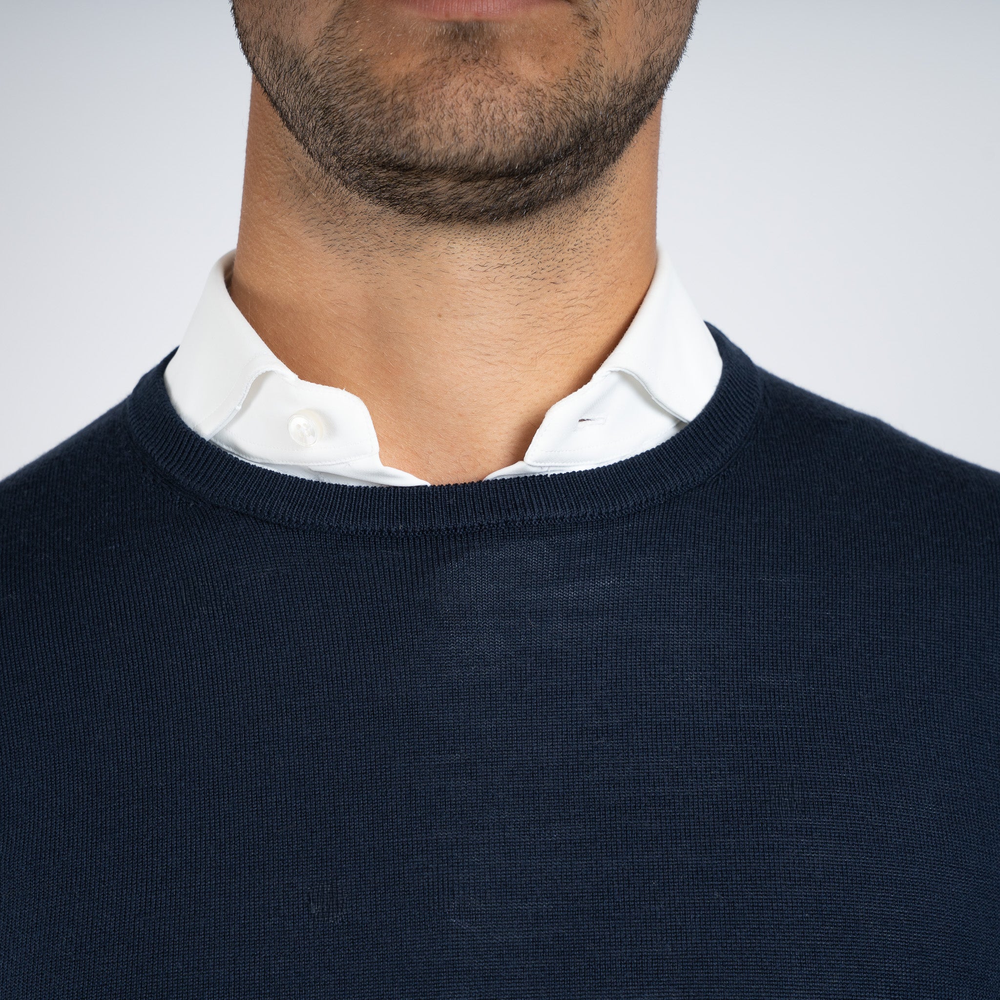 SEVEN DIALS Gebreide Ronde Hals Trui Donkerblauw | Denley
