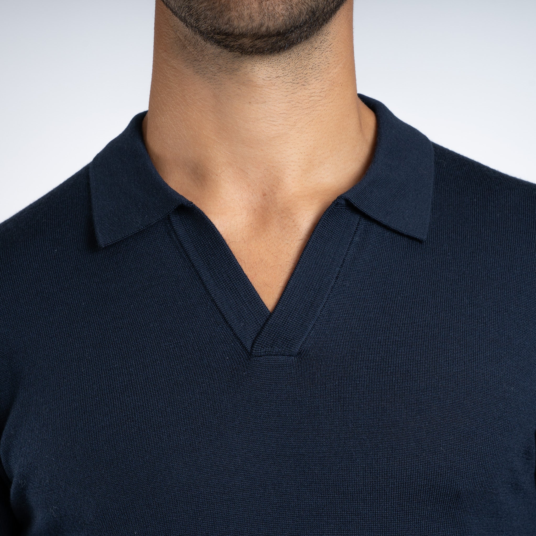SEVEN DIALS Gebreide Buttonless Polotrui Blauw | Wyot