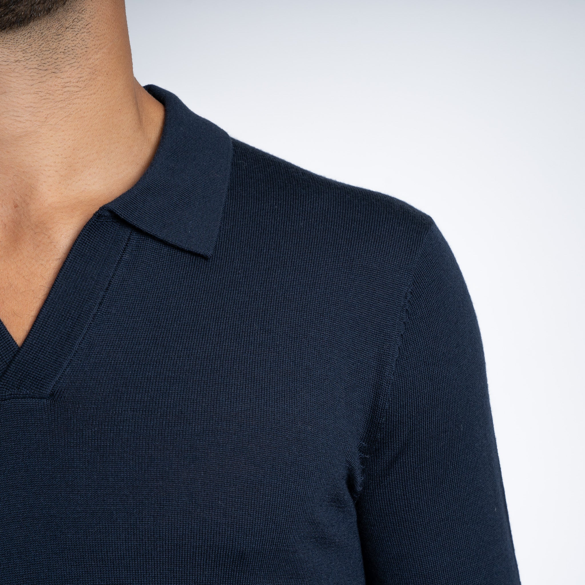 SEVEN DIALS Gebreide Buttonless Polotrui Blauw | Wyot