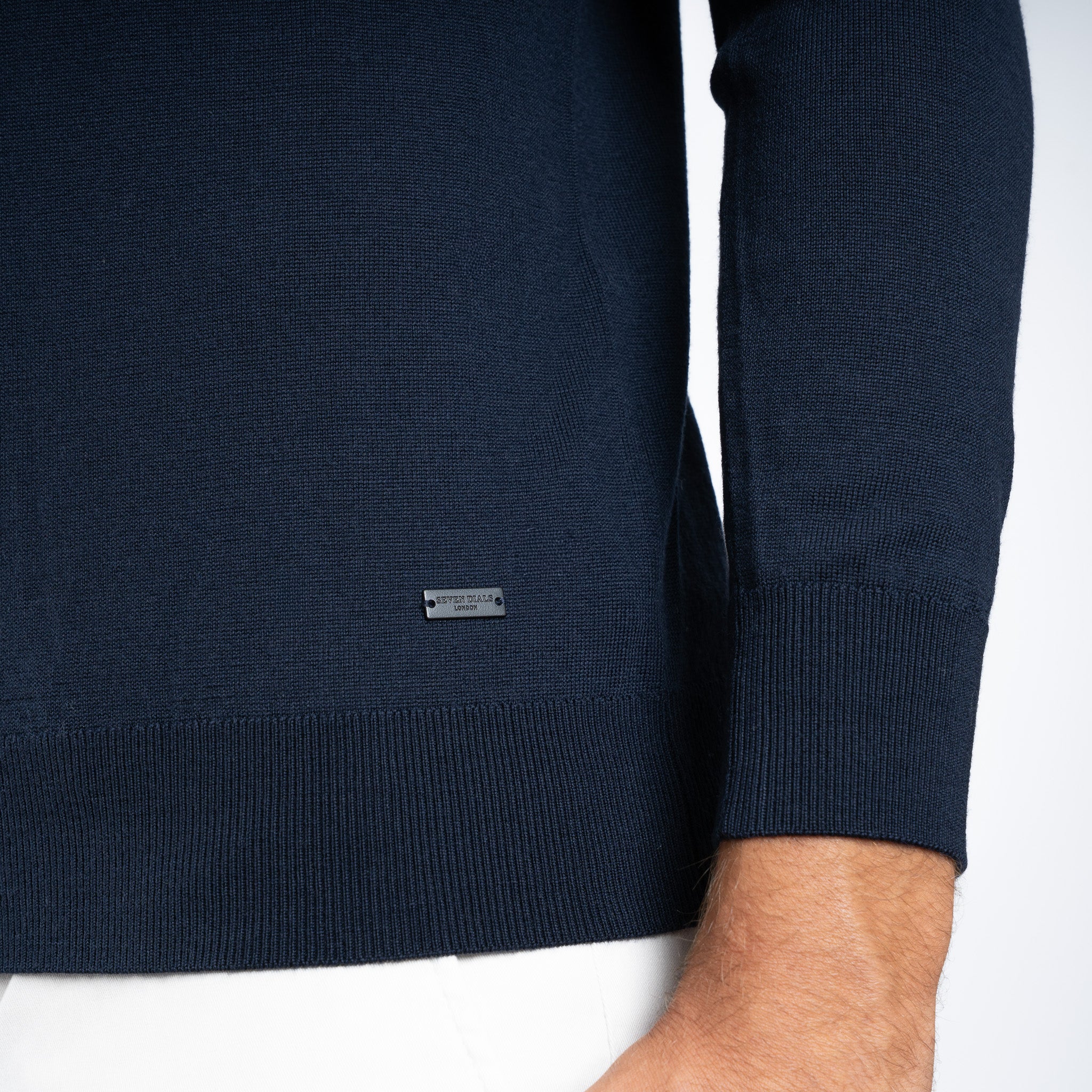 SEVEN DIALS Gebreide Buttonless Polotrui Blauw | Wyot