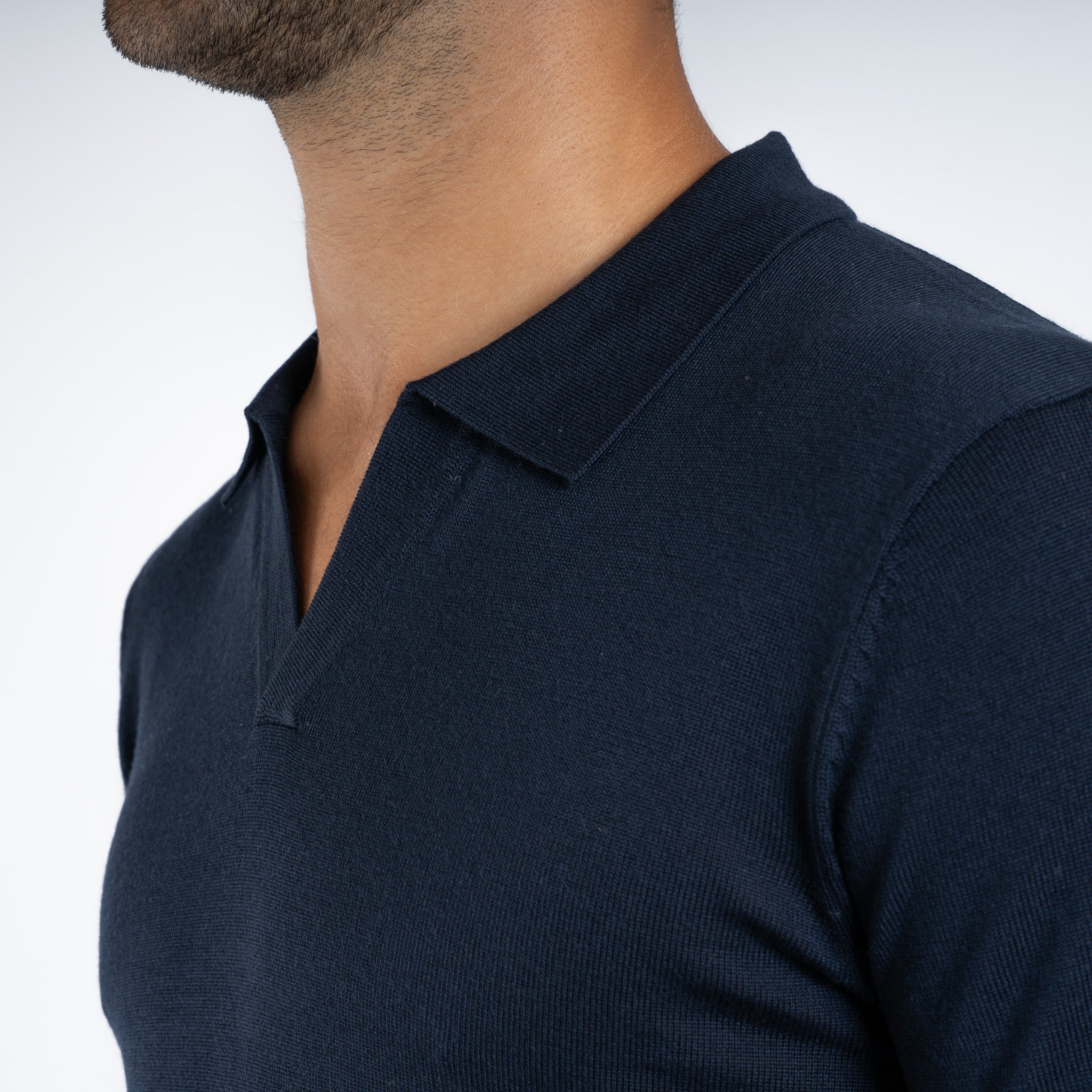 SEVEN DIALS Gebreide Buttonless Polotrui Blauw | Wyot