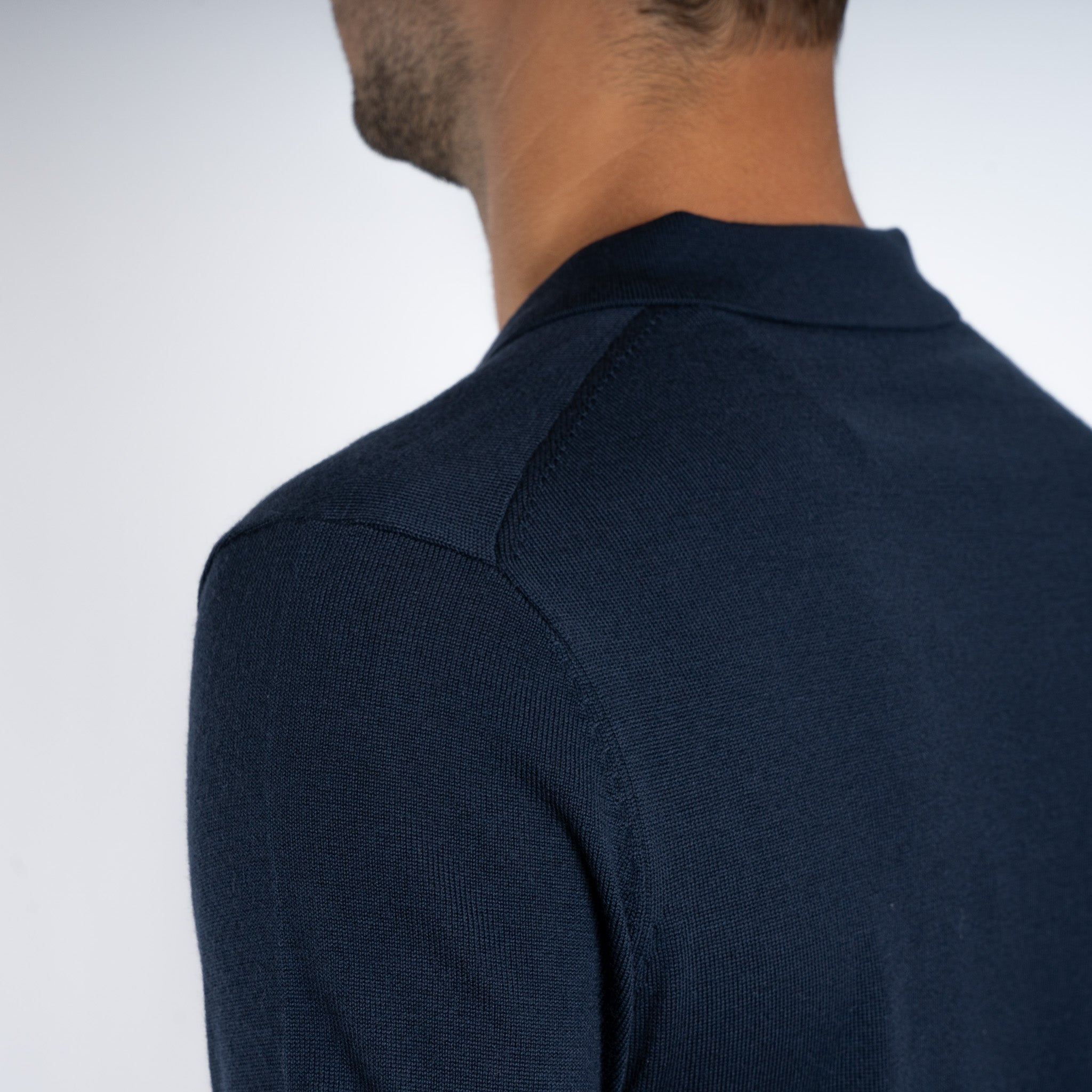 SEVEN DIALS Gebreide Buttonless Polotrui Blauw | Wyot
