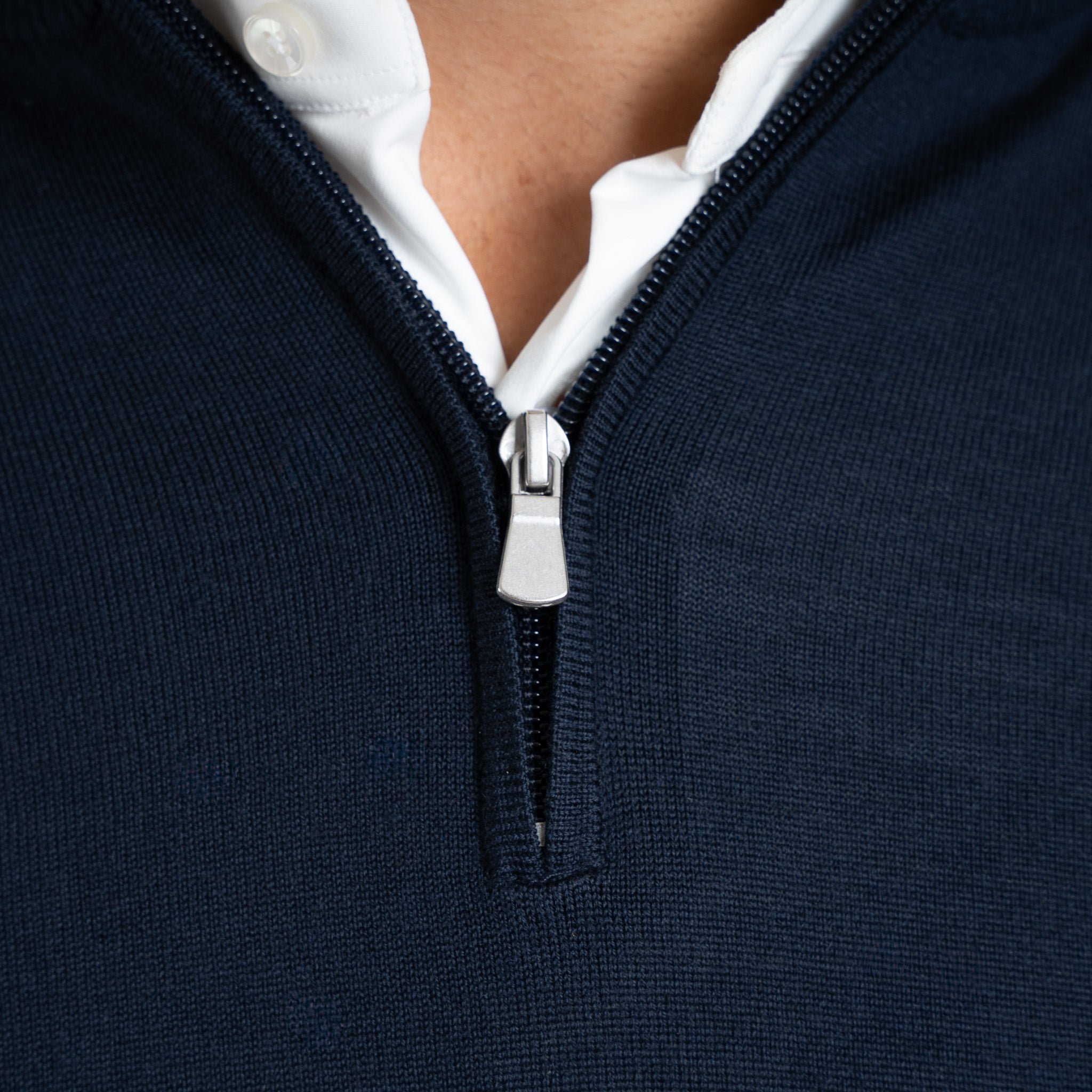 SEVEN DIALS Gebreide Trui met Rits Donkerblauw | Saul
