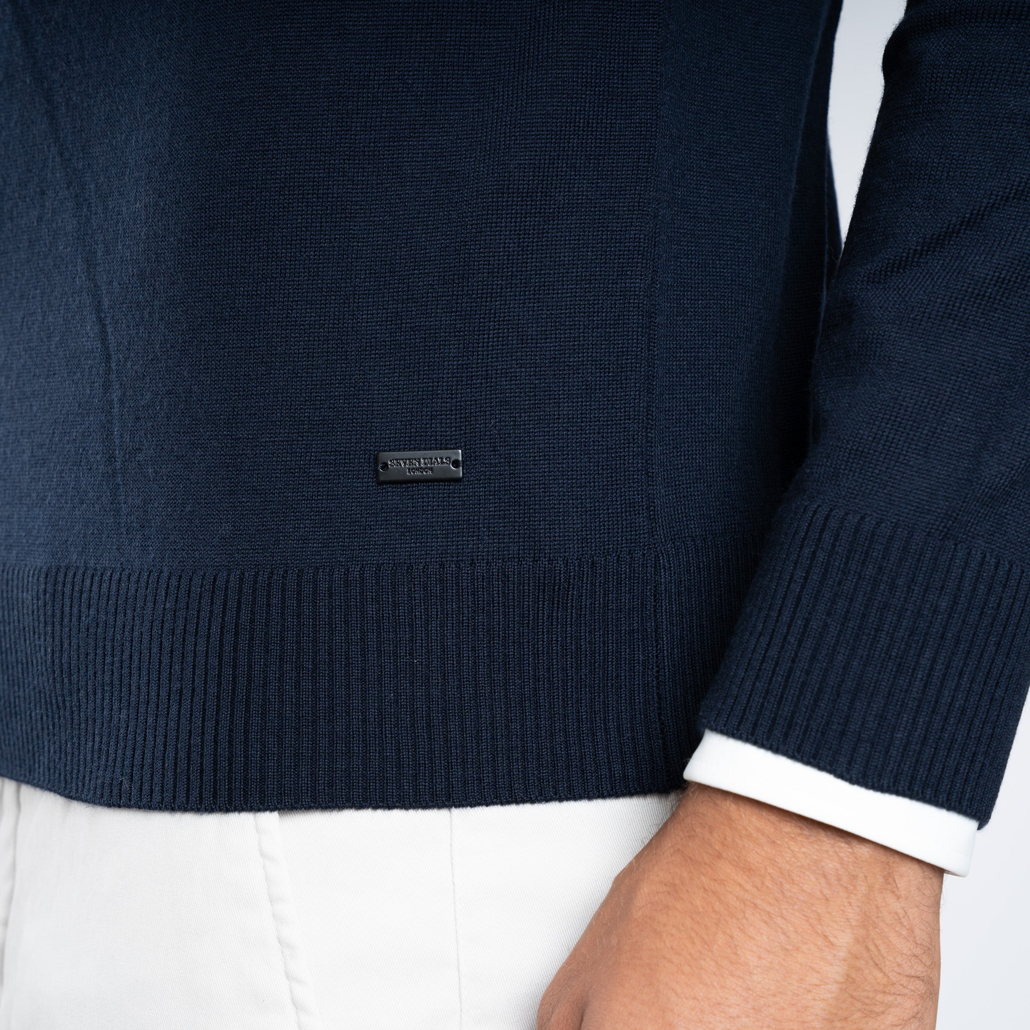 SEVEN DIALS Gebreide Trui met Rits Donkerblauw | Saul