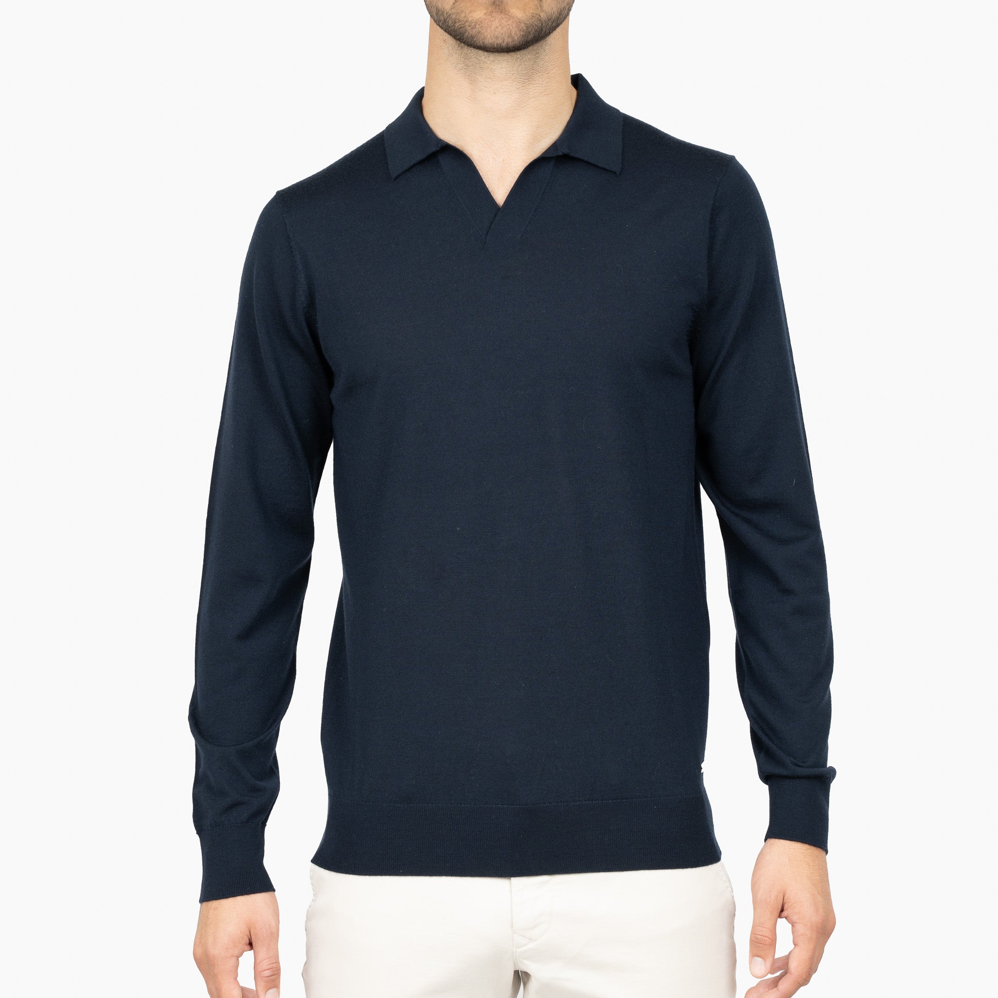 SEVEN DIALS Gebreide Buttonless Polotrui Donkerblauw | Blake