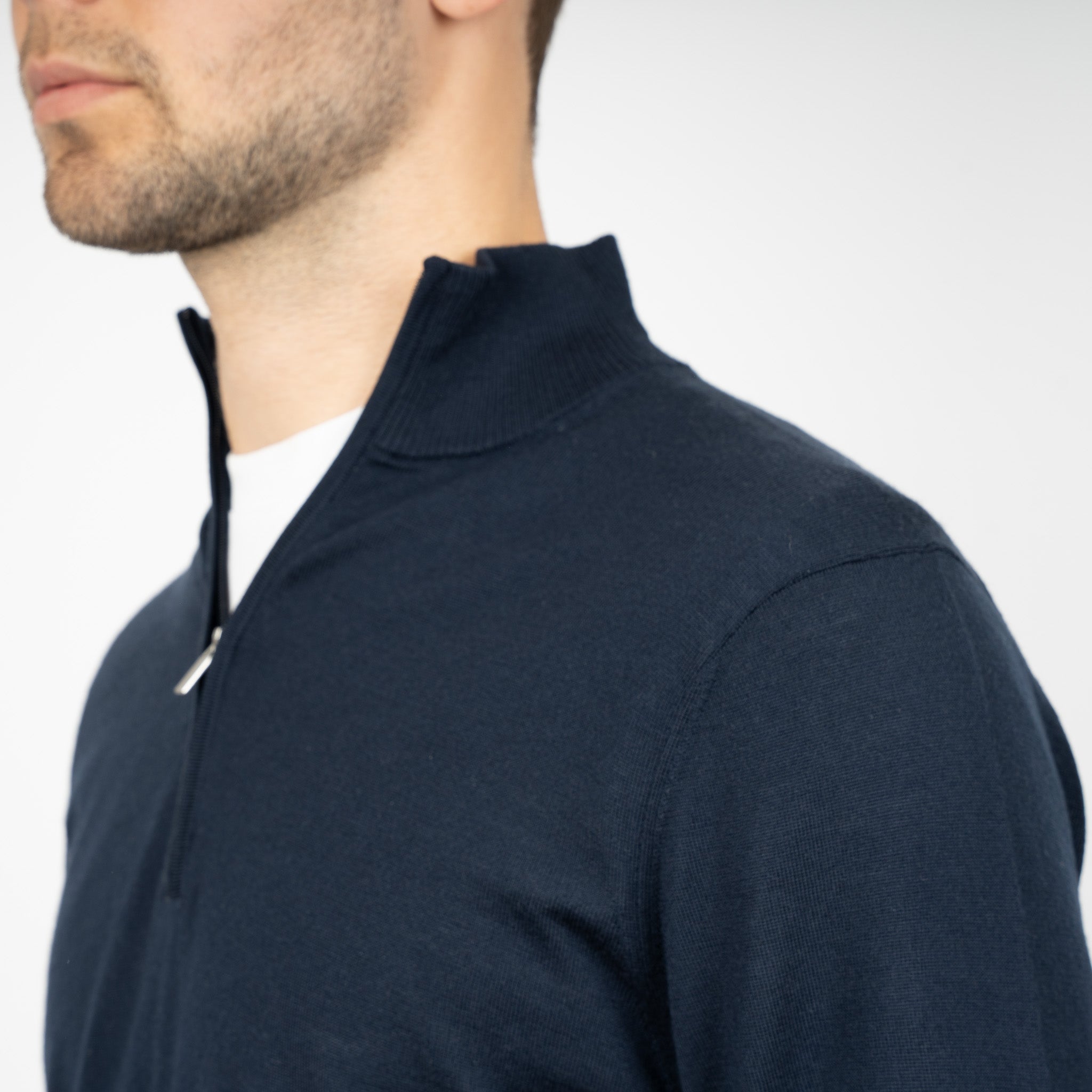 SEVEN DIALS Gebreide Trui met Rits Blauw | Bothe