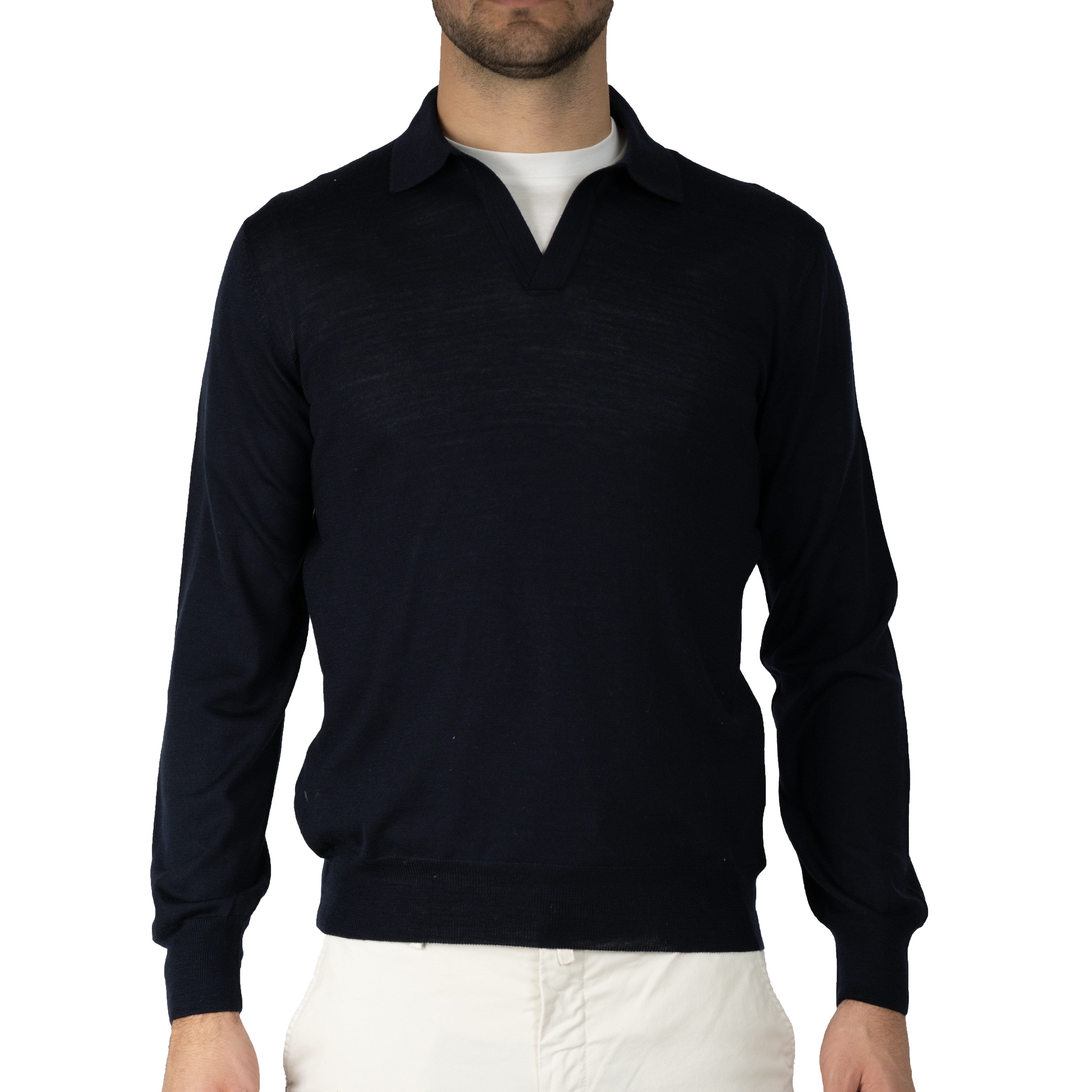 Gran Sasso Gebreide Trui Buttonless Polokraag Blauw | Athleisure
