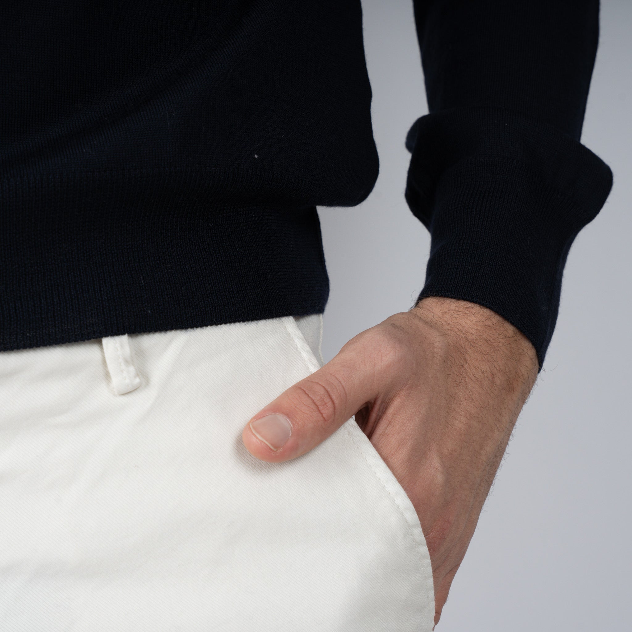 Gran Sasso Gebreide Trui Buttonless Polokraag Blauw | Athleisure