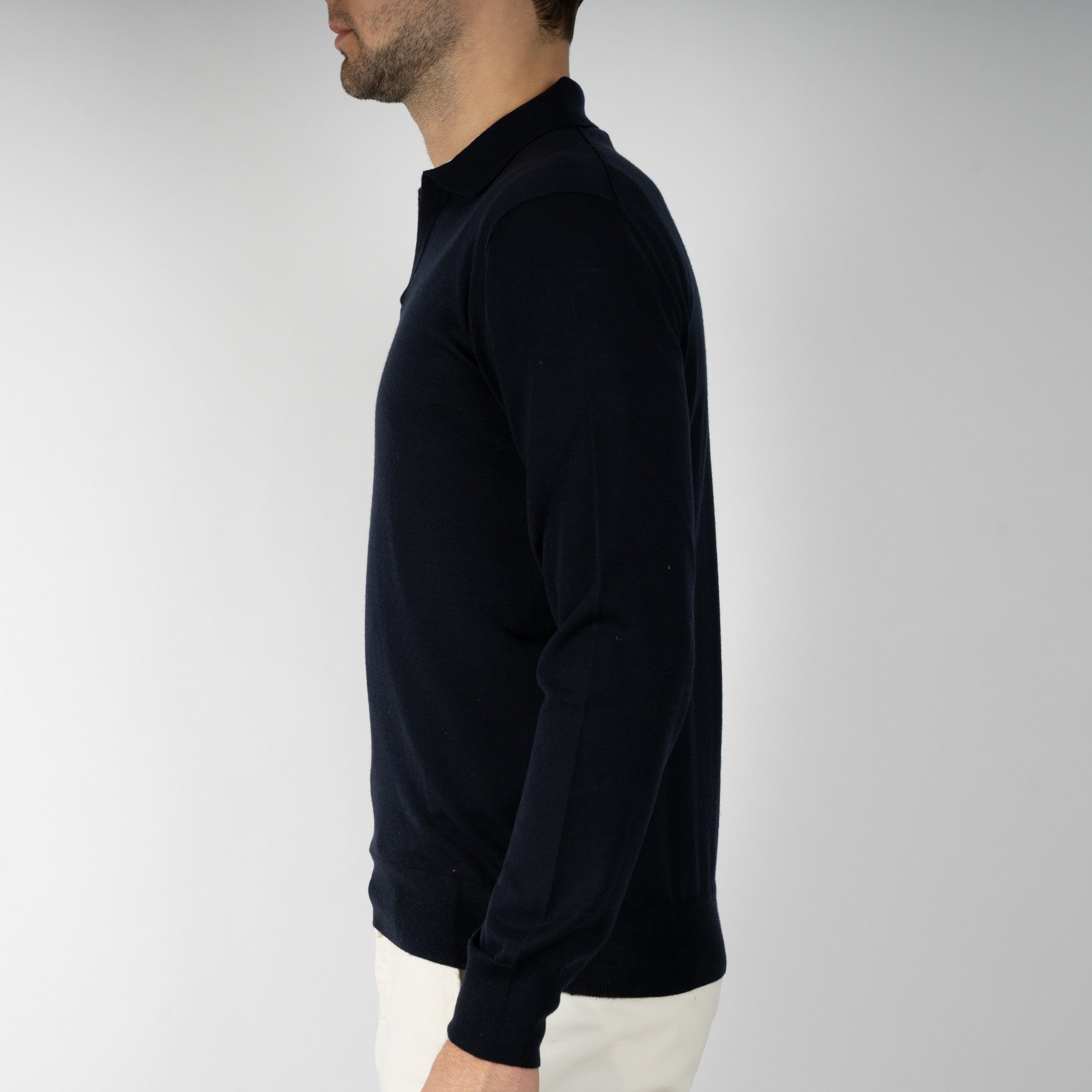 Gran Sasso Gebreide Trui Buttonless Polokraag Blauw | Athleisure