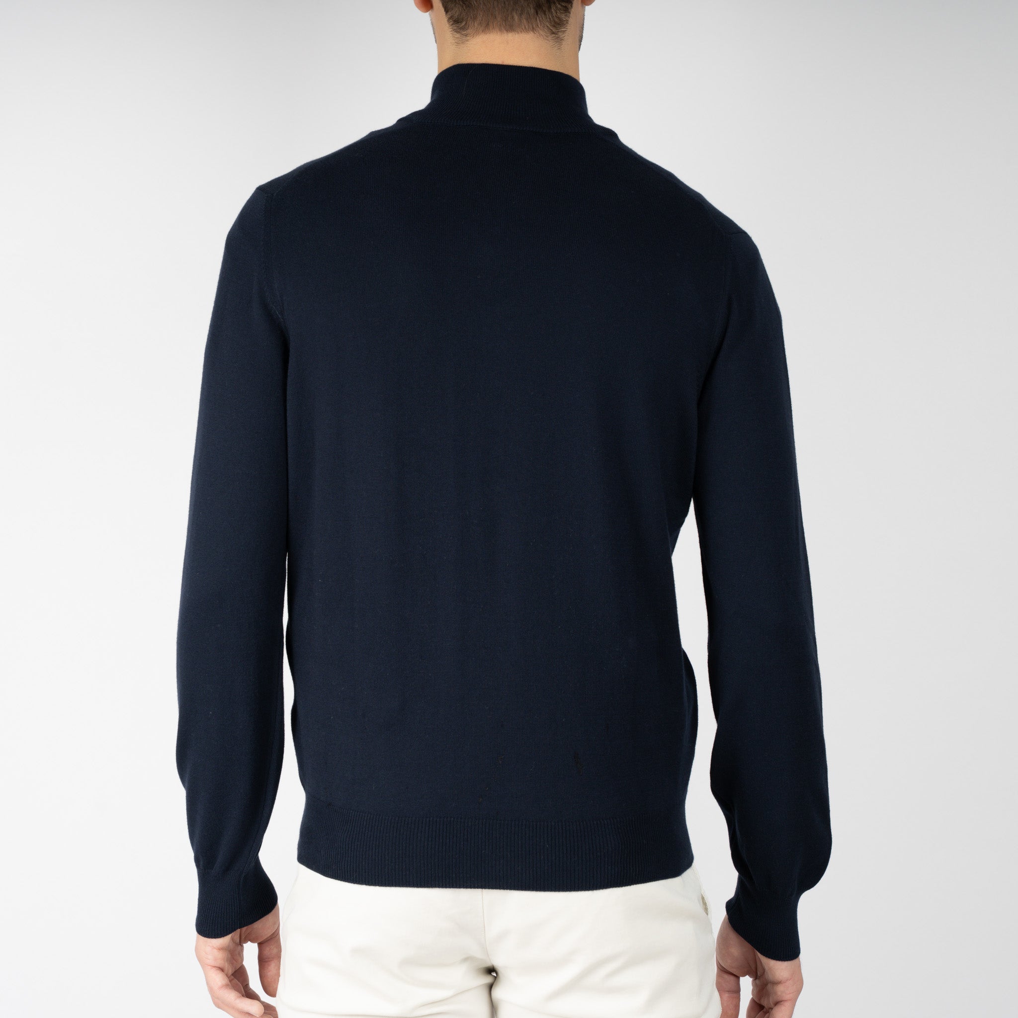 Gran Sasso Gebreide Trui met Rits Donkerblauw | Egyptian Cotton