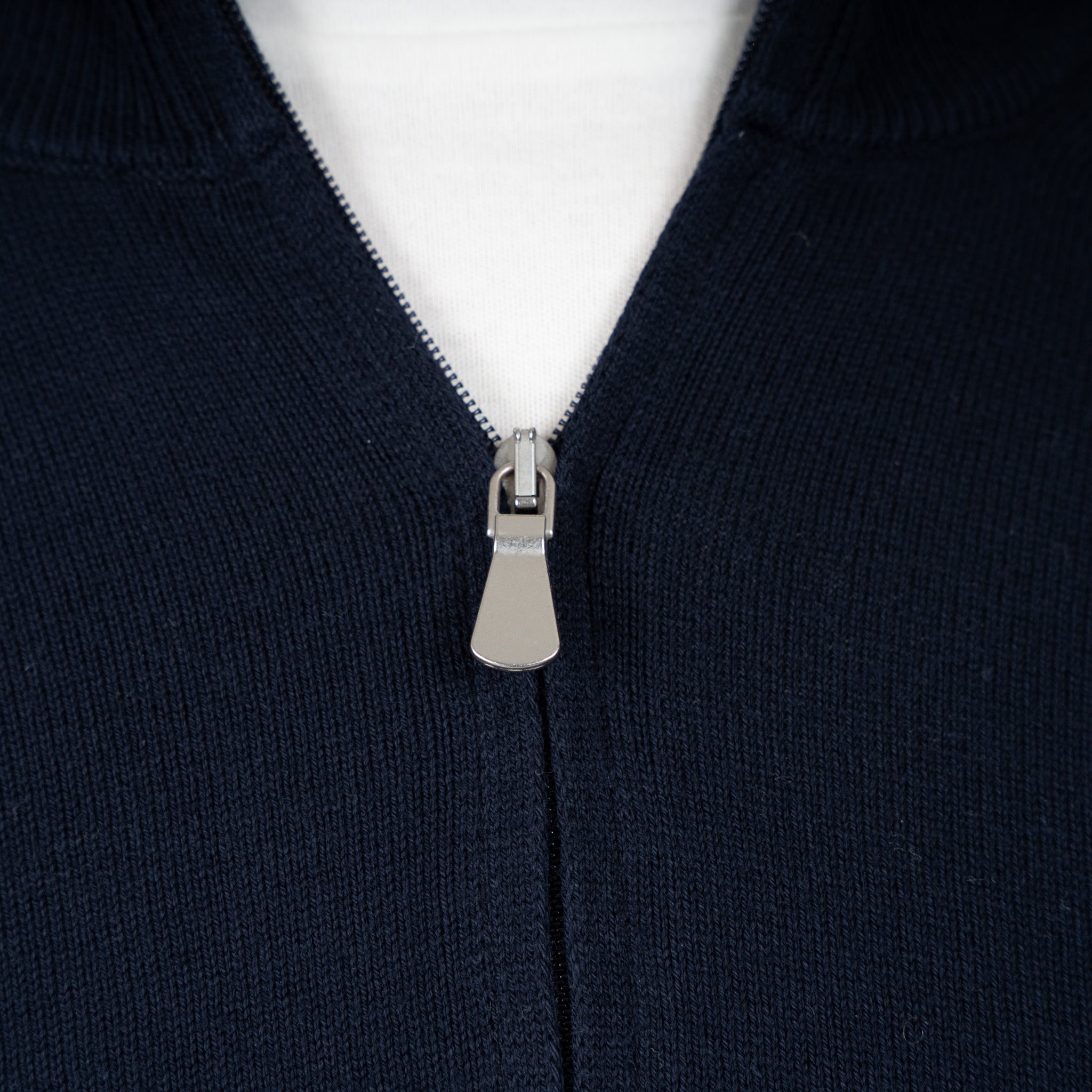 Gran Sasso Gebreide Trui met Rits Donkerblauw | Egyptian Cotton