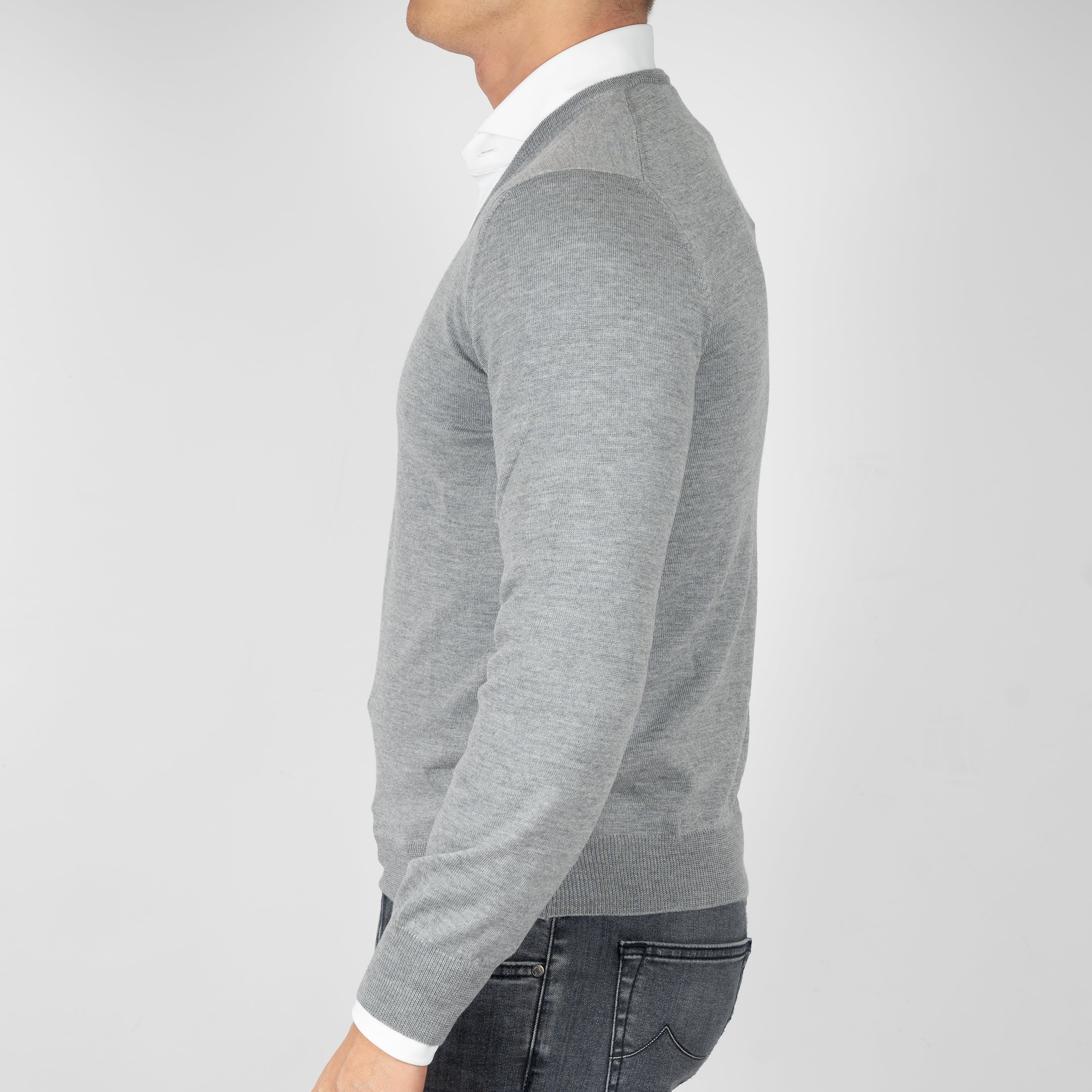 Gran Sasso Gebreide Trui V-hals Grijs