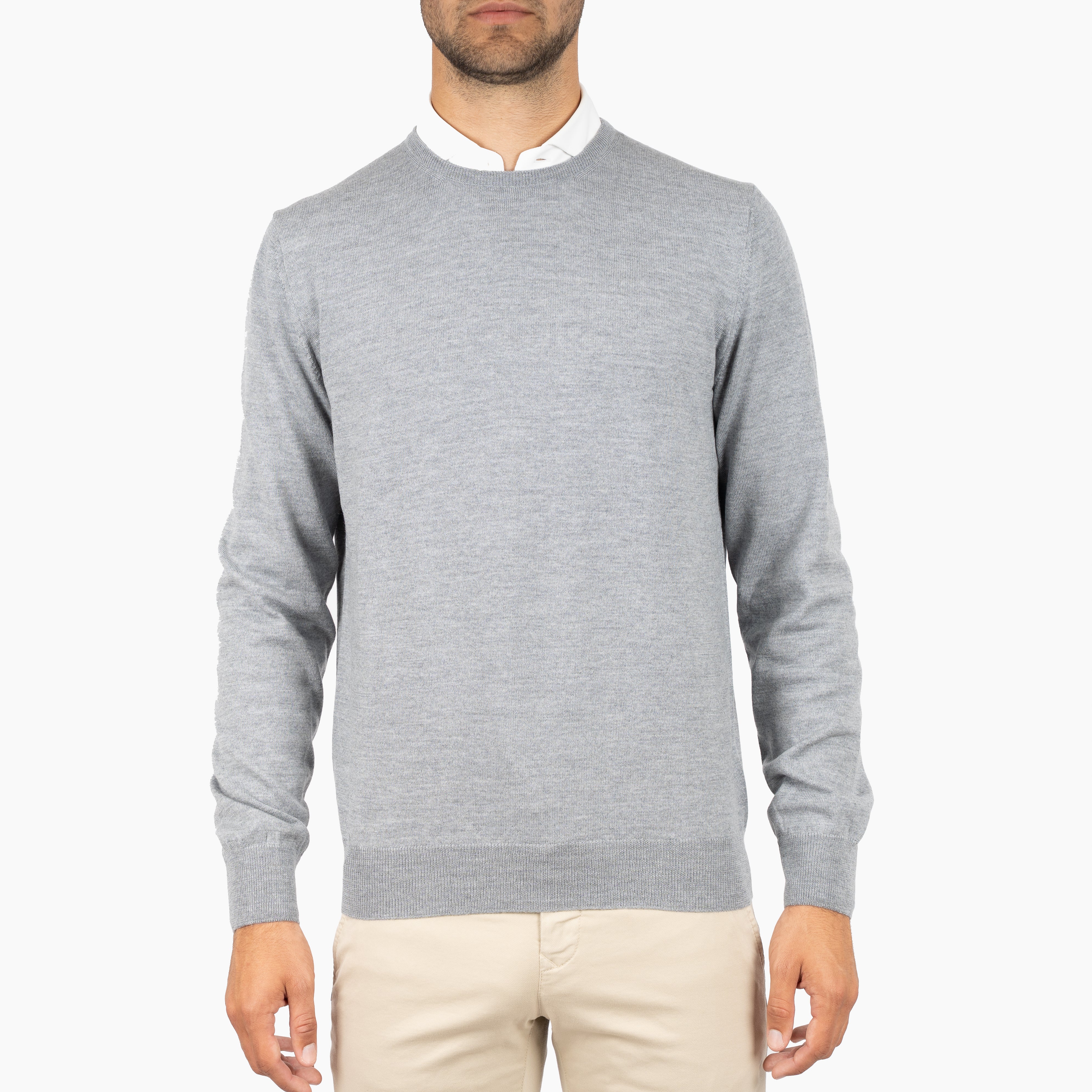 Gran Sasso Gebreide Trui Ronde Hals Grijs | Merino
