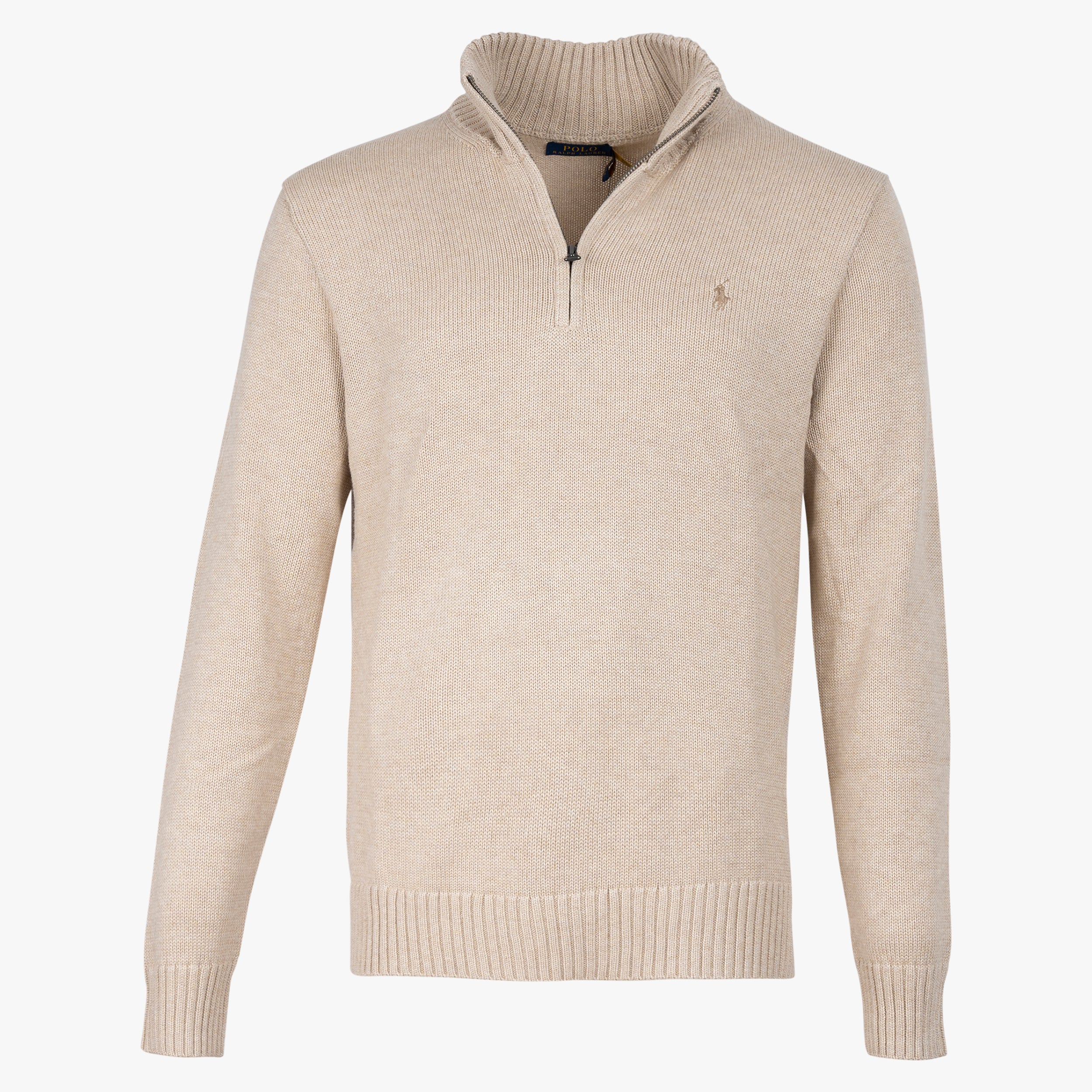 Ralph Lauren Gebreide Trui met Rits Beige | Cotton Mockneck