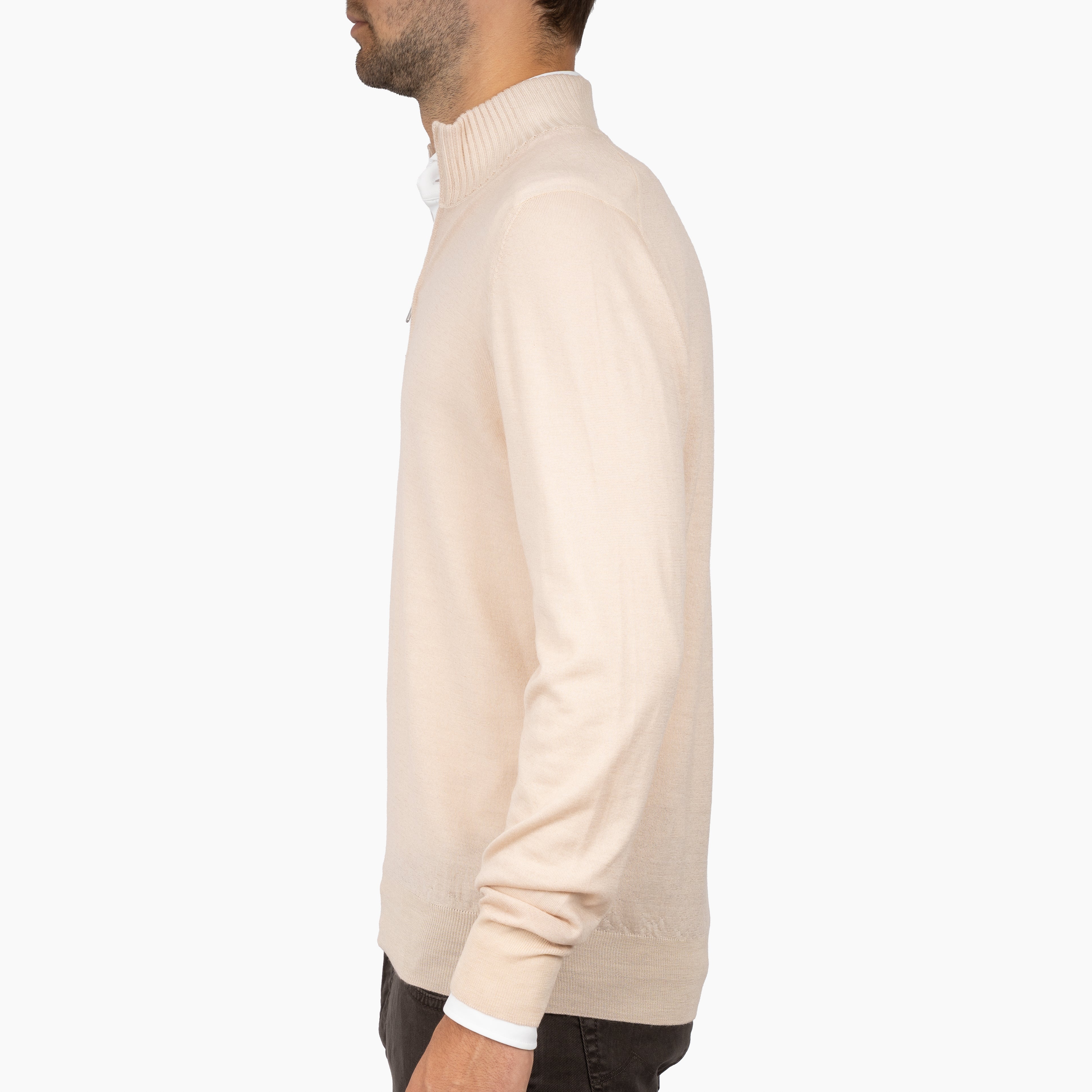 Gran Sasso Gebreide Trui met Rits Beige | Vintage Merino