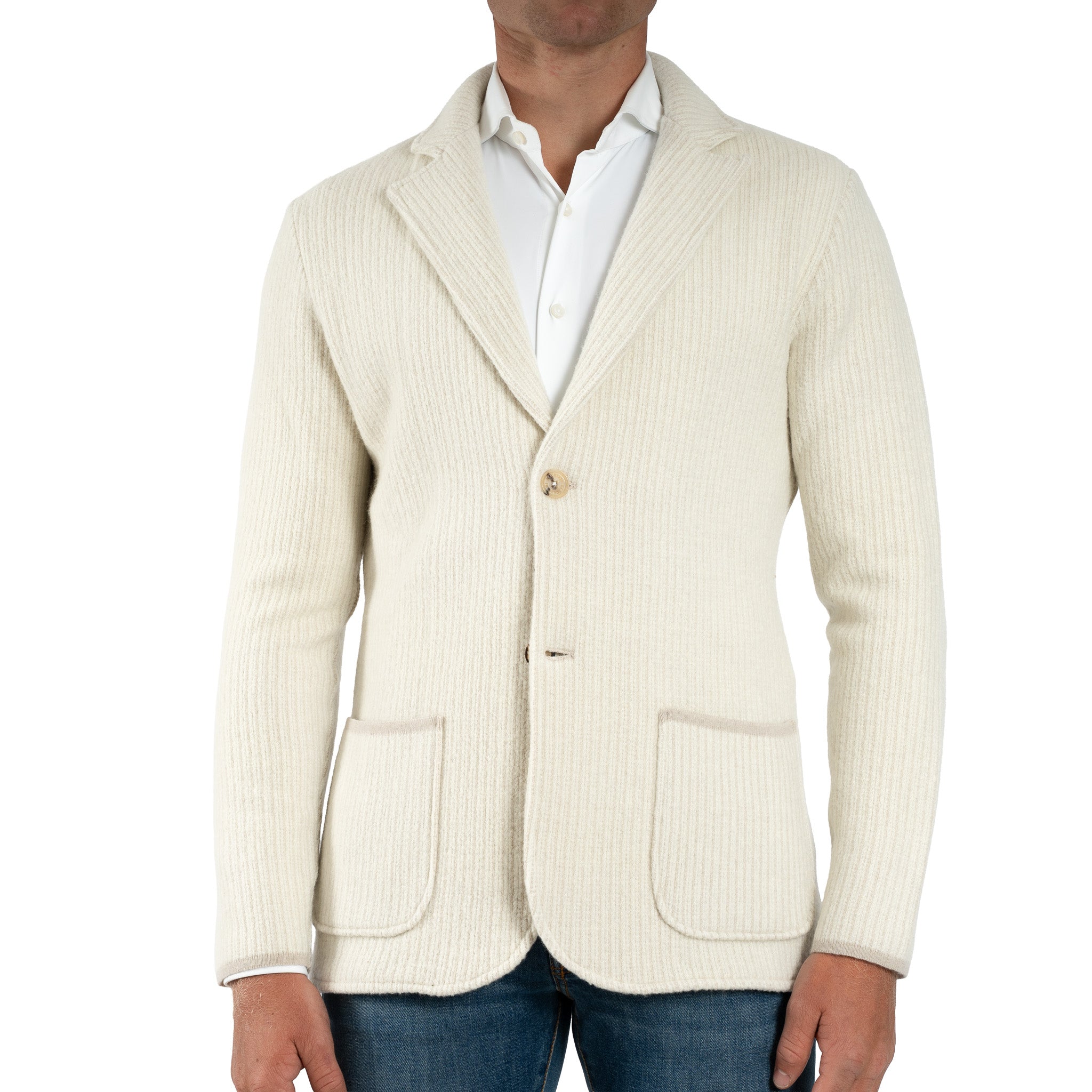 Maurizio Baldassari Gebreid Knoopvest Crème | Swacket