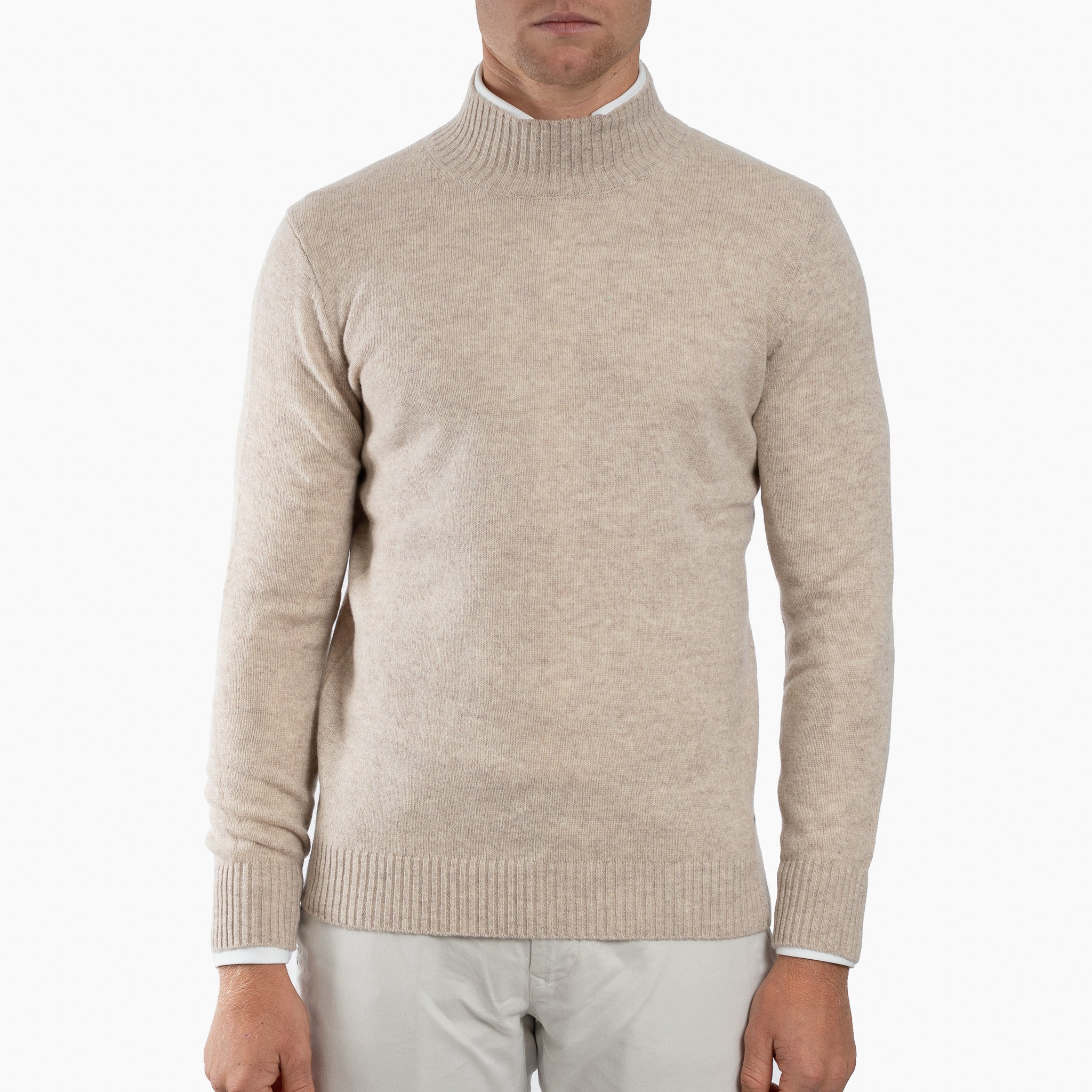 SEVEN DIALS Gebreide Turtleneck Trui Beige | Emsley