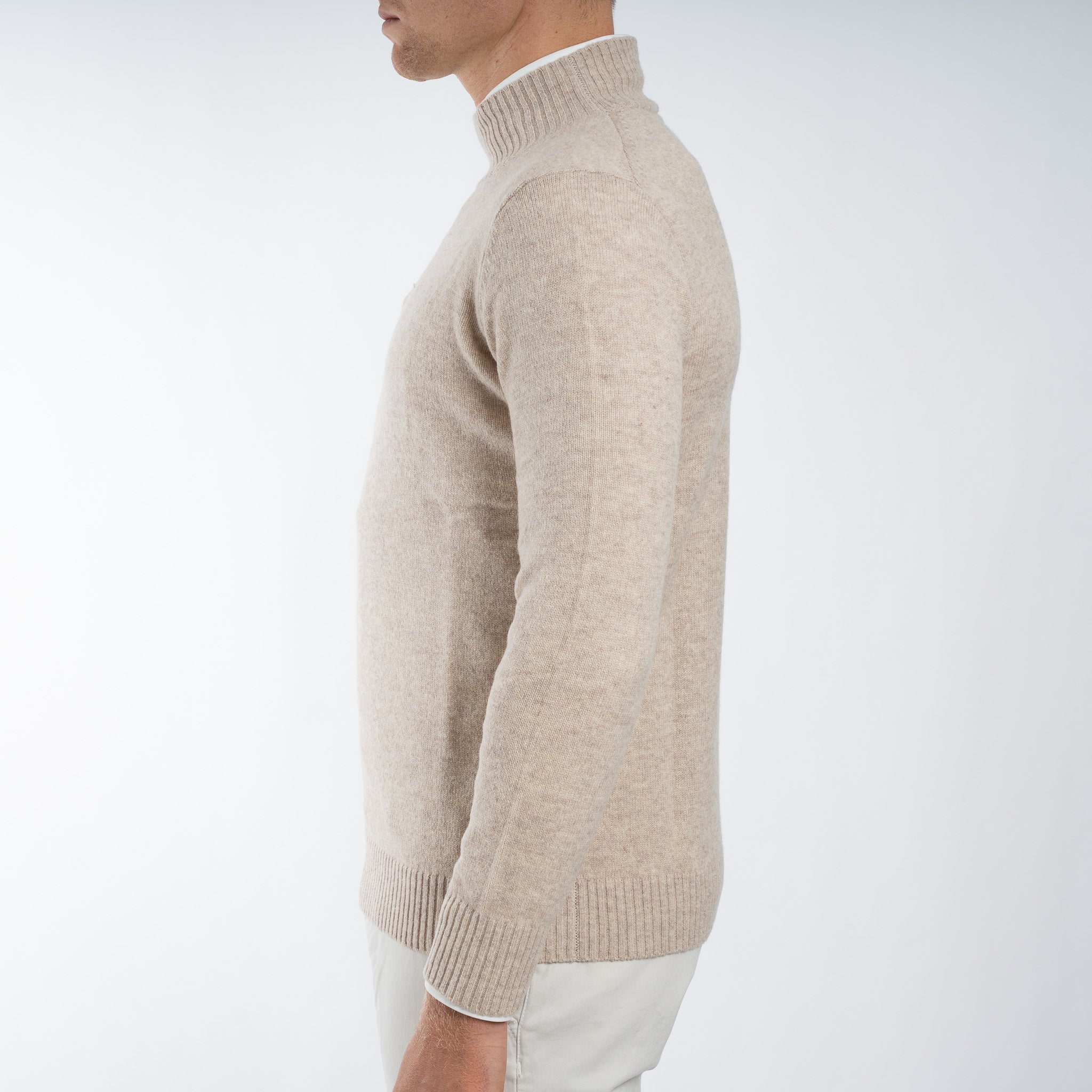 SEVEN DIALS Gebreide Turtleneck Trui Beige | Emsley