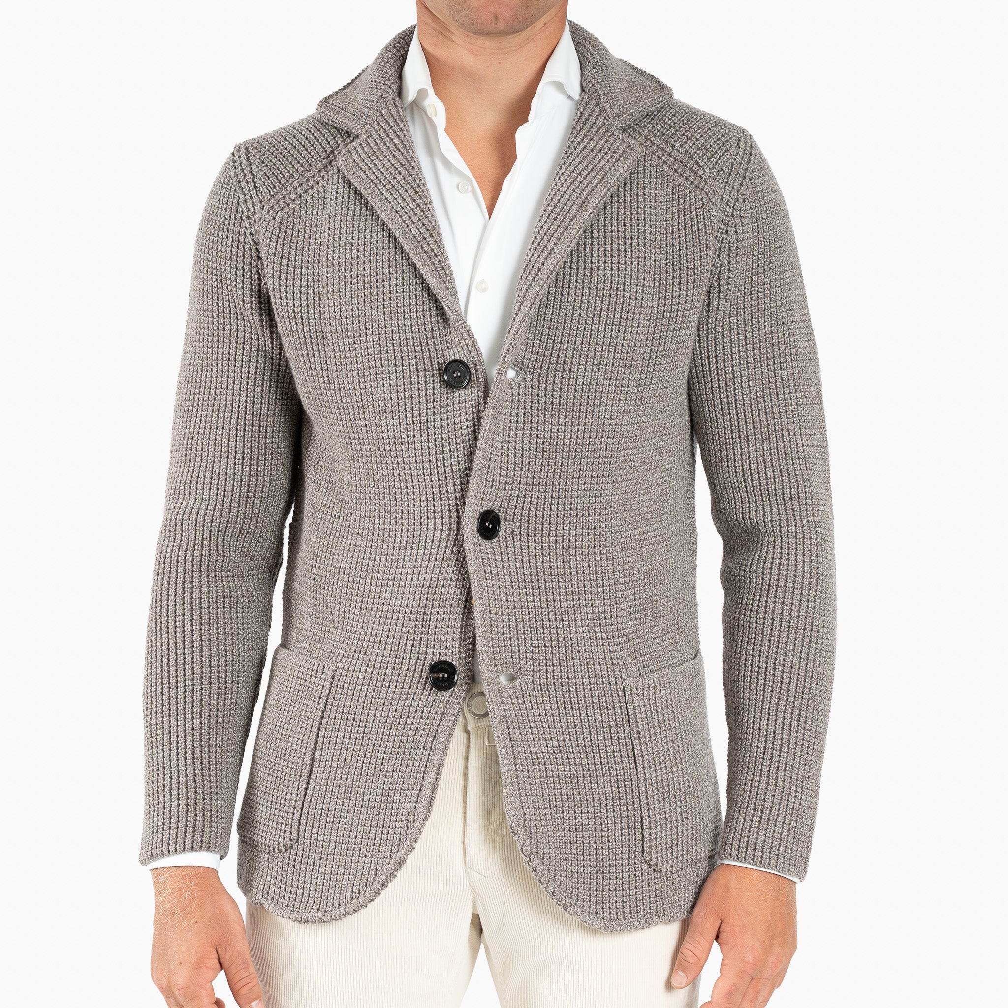 Maurizio Baldassari Gebreid Knoopvest Beige | Brenta Swacket