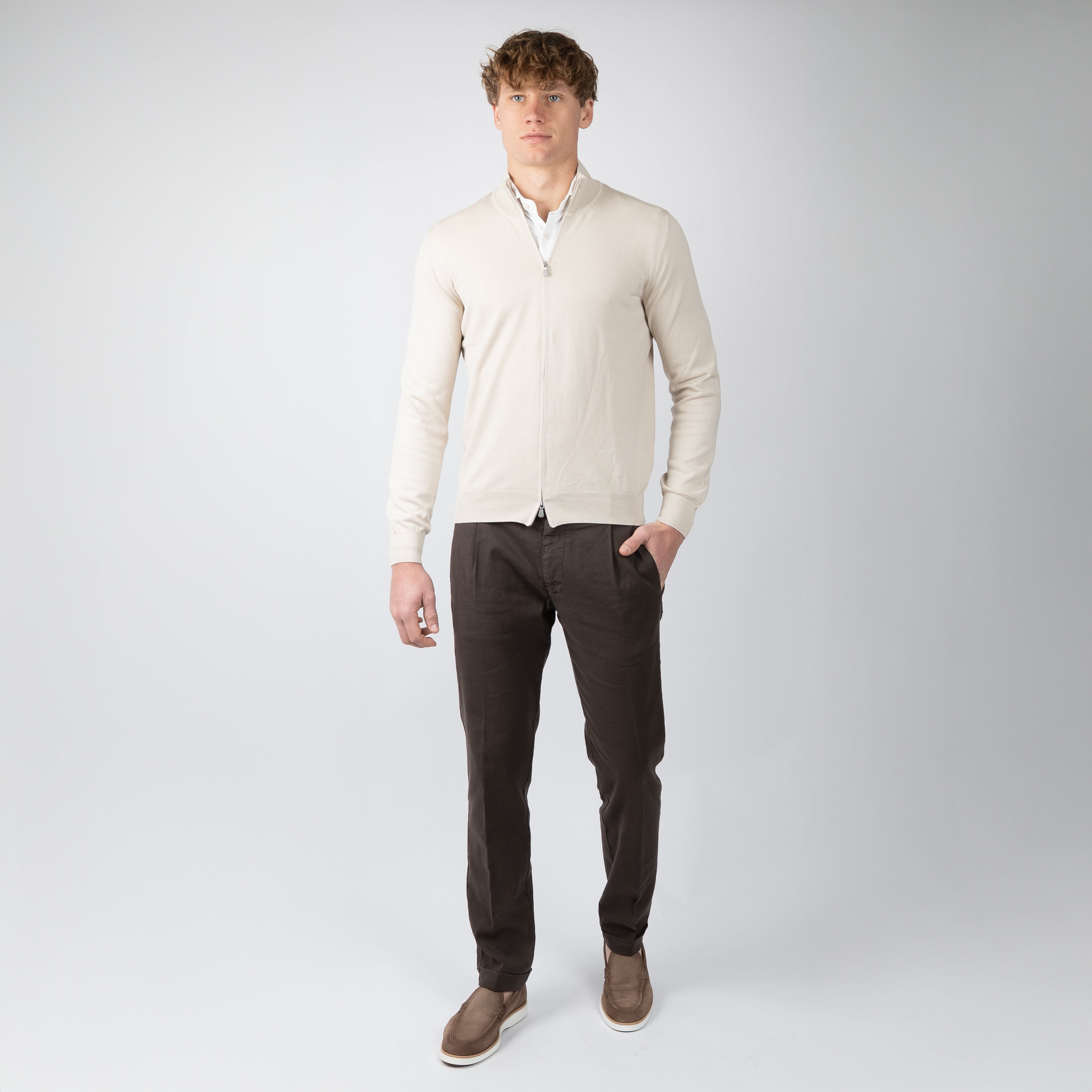 Gran Sasso Gebreid Vest Beige | Pure Cotton