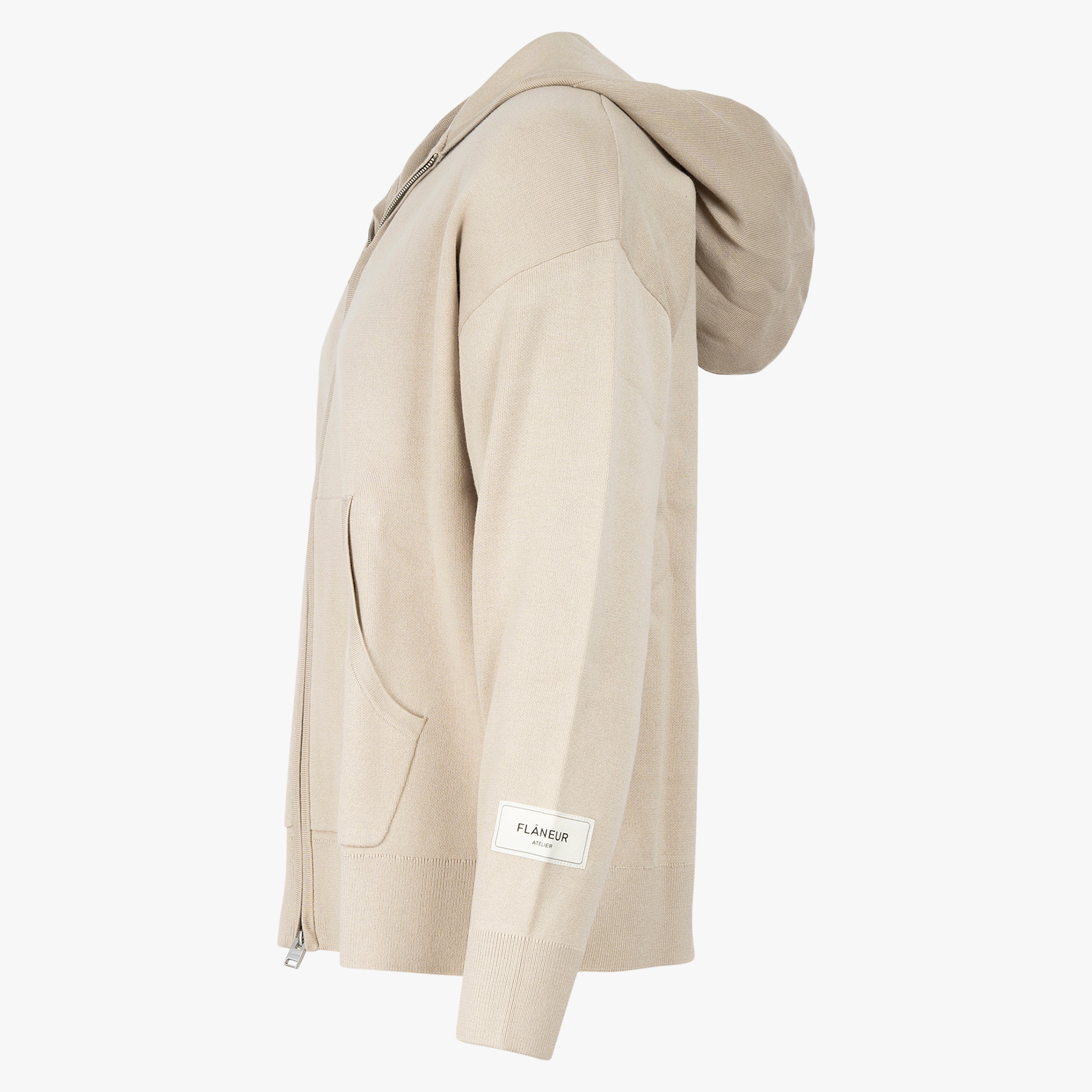Flaneur Vest Beige | Atelier Knit Zip-Up