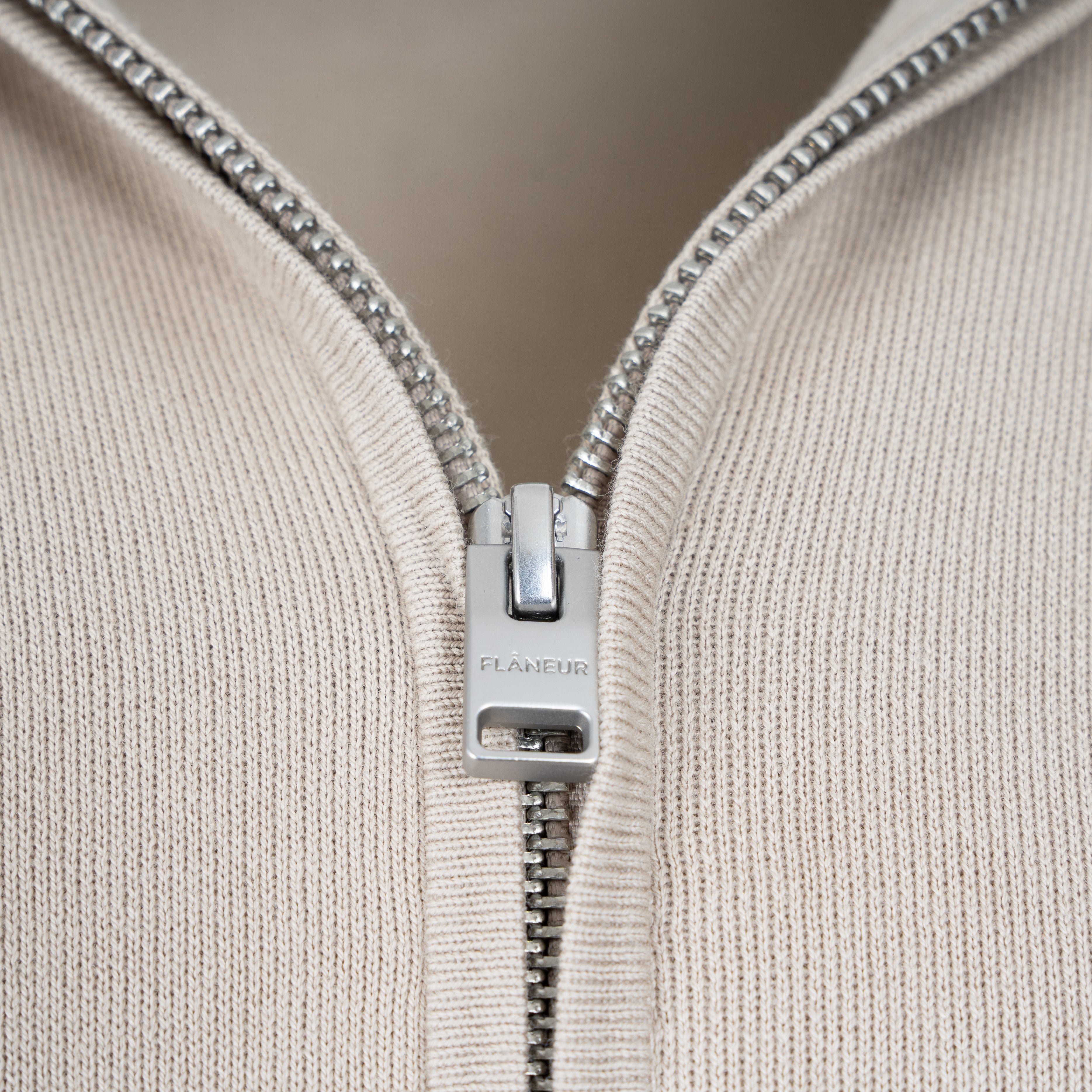 Flaneur Vest Beige | Atelier Knit Zip-Up