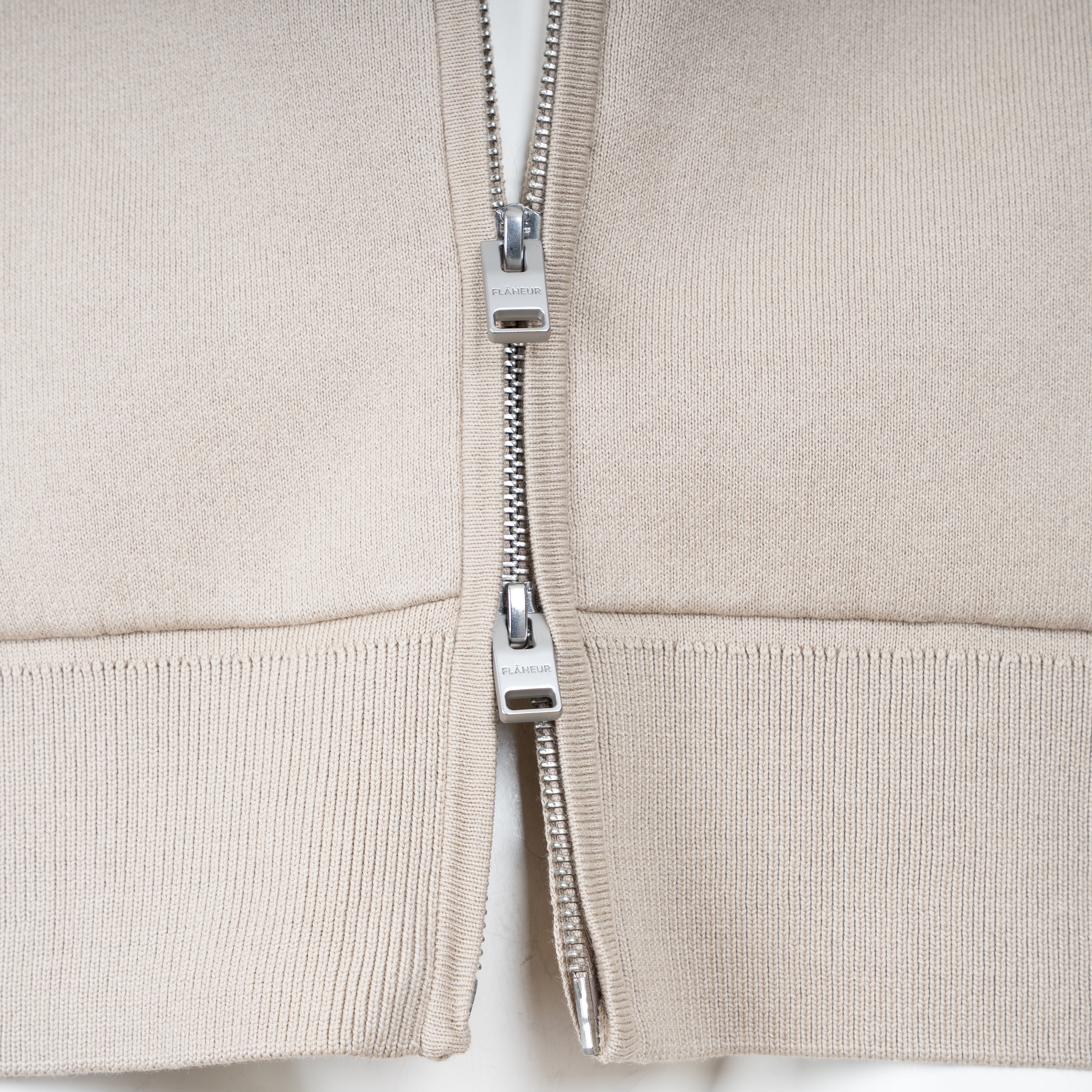 Flaneur Vest Beige | Atelier Knit Zip-Up