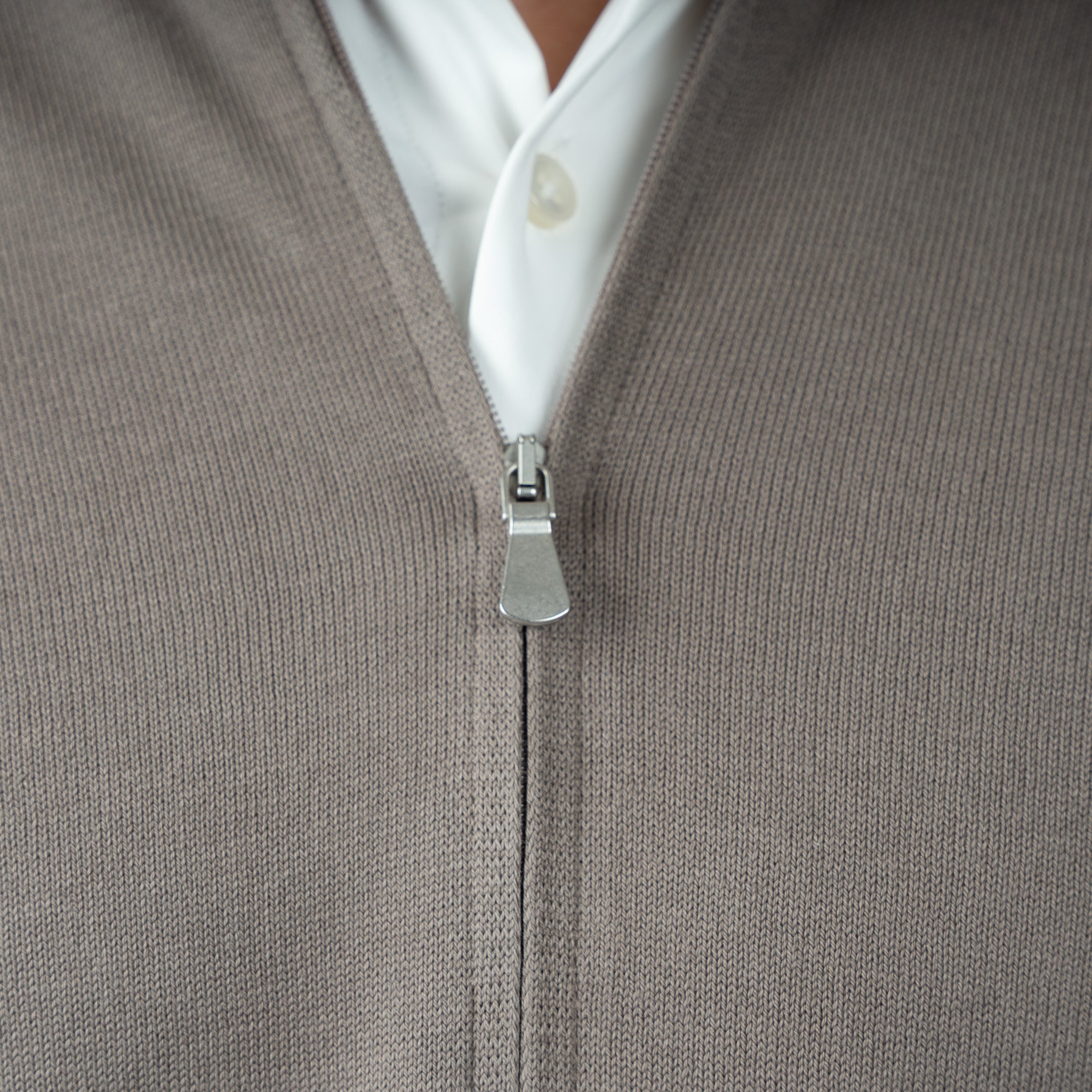 Gran Sasso Gebreid Vest Taupe | Pure Cotton