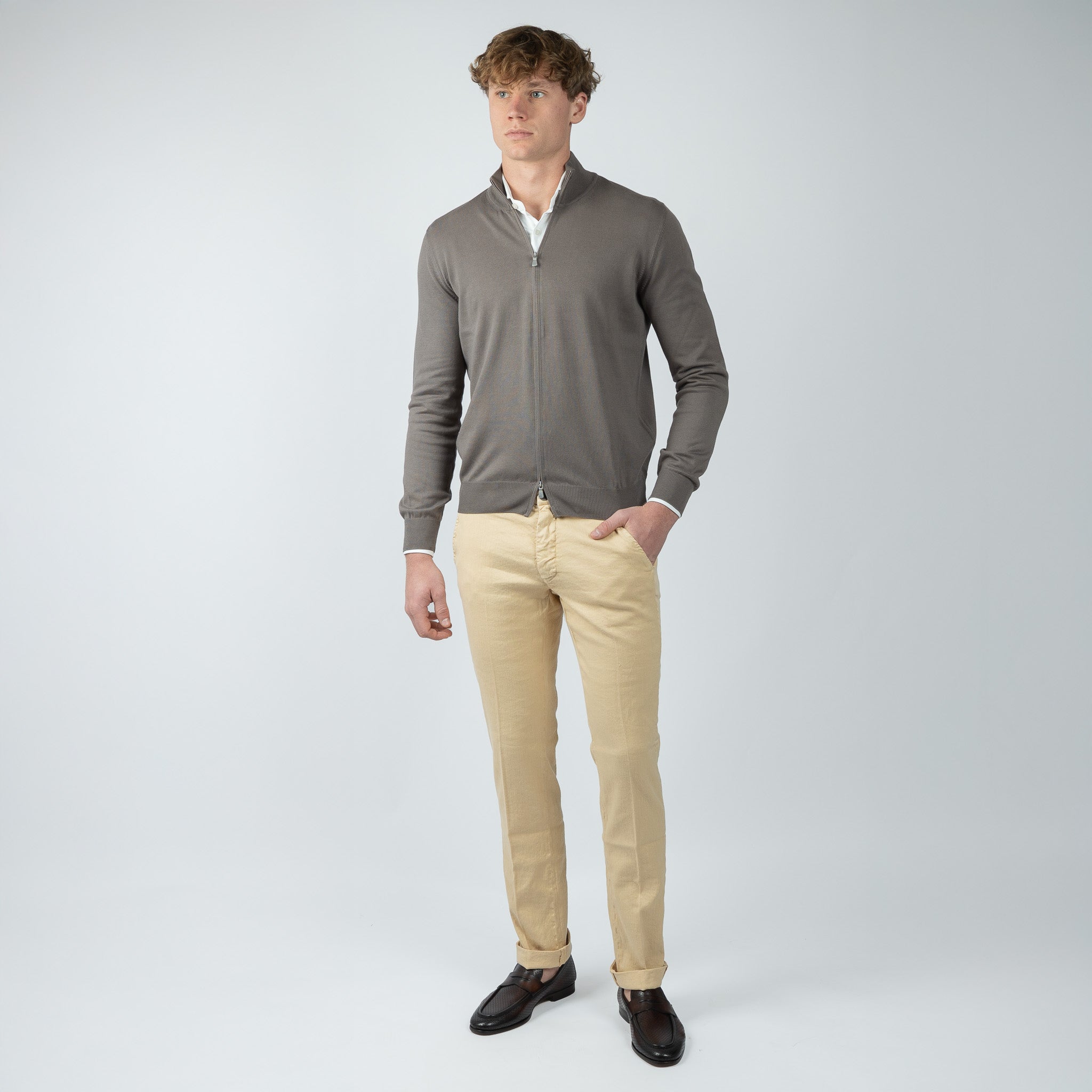 Gran Sasso Gebreid Vest Taupe | Pure Cotton