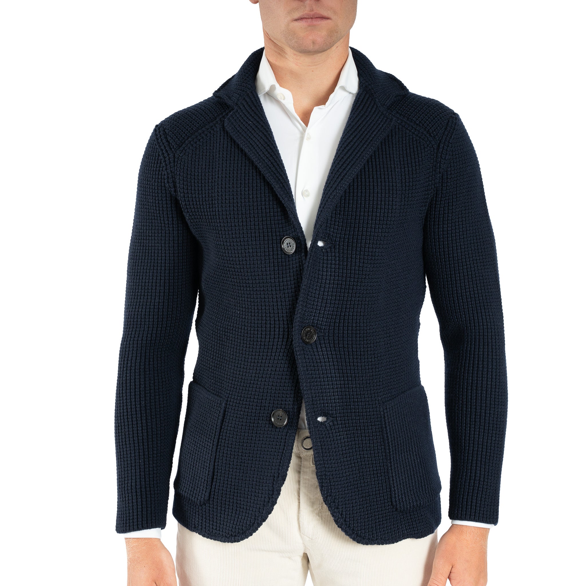 Maurizio Baldassari Gebreid Knoopvest Blauw | Brenta Swacket