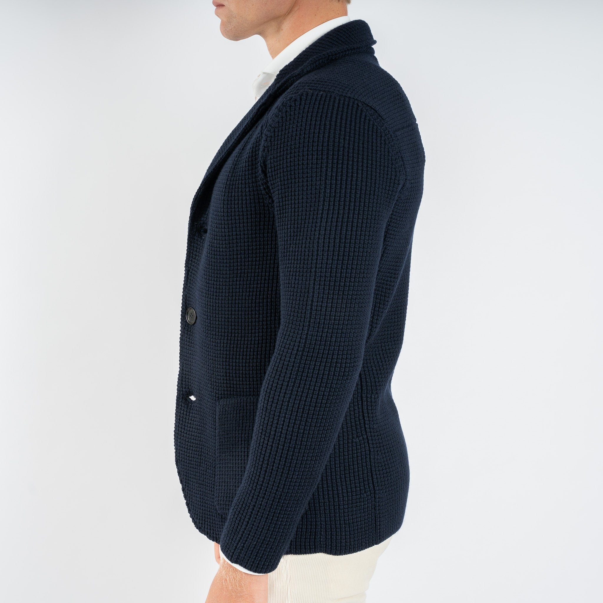 Maurizio Baldassari Gebreid Knoopvest Blauw | Brenta Swacket